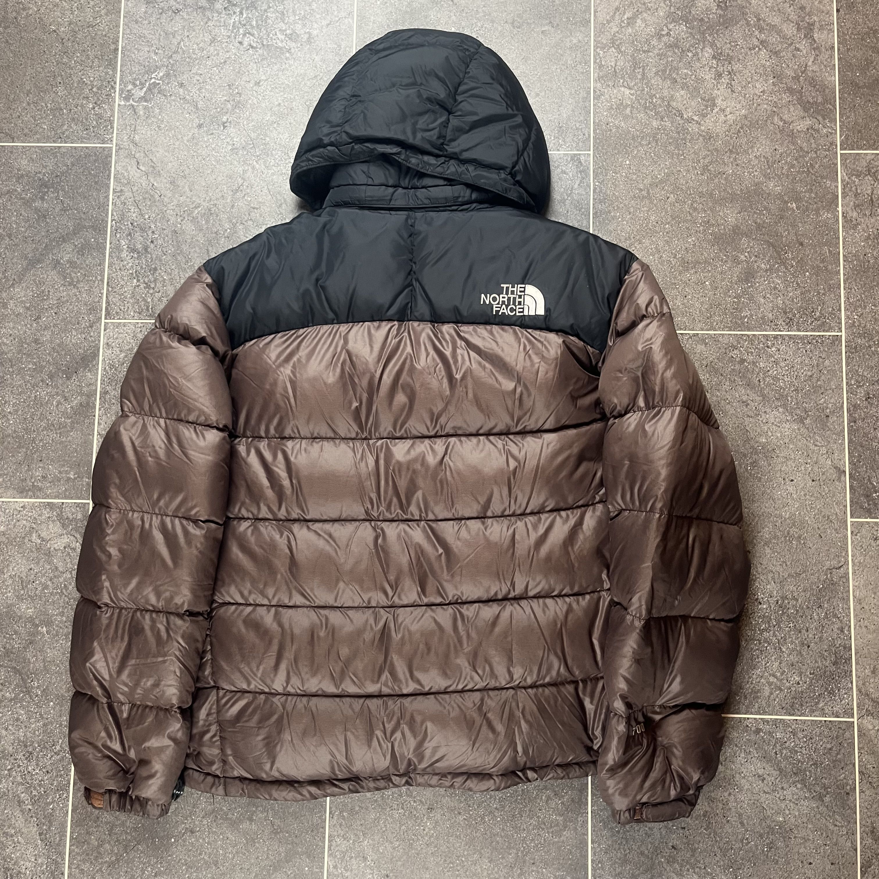 The North Face Nuptse Puffer Coat Jacket 700 Brown Mens Hooded Size