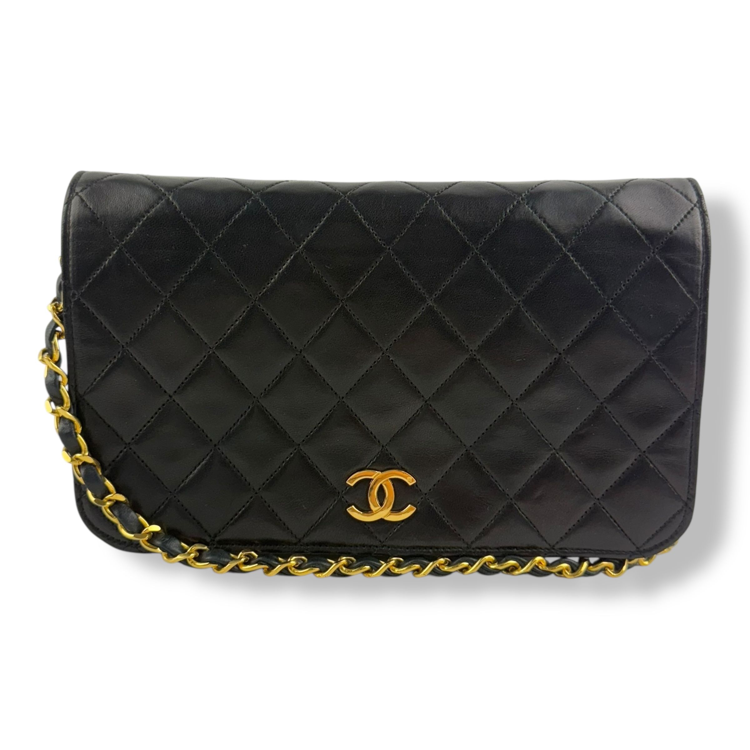 Chanel CC Push Lock Single Flap Vintage Shoulder Handbag