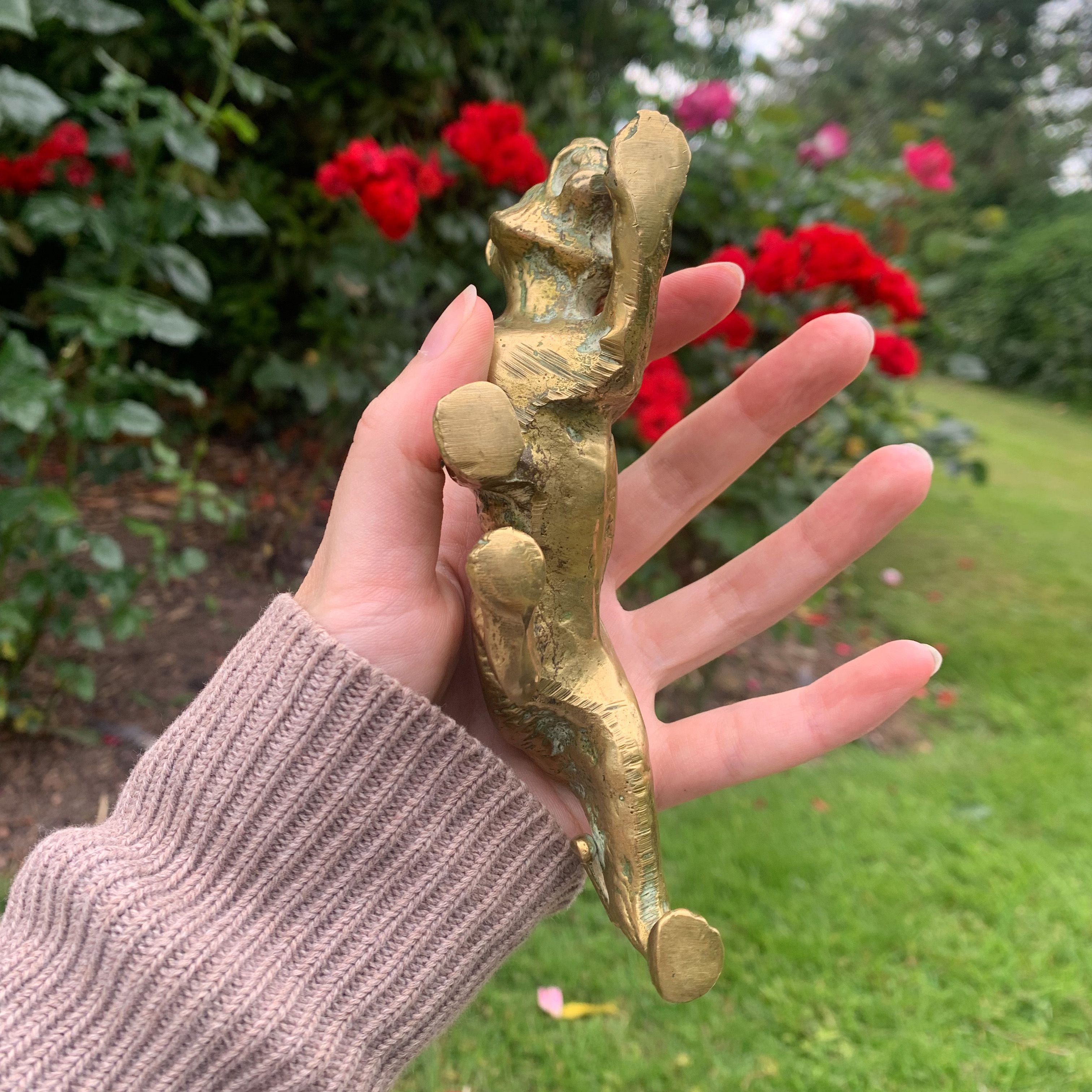 Brass Tiger Figurine Small Mid Century Handcrafted Decorative Piece Paperweight - Picture 9 of 9