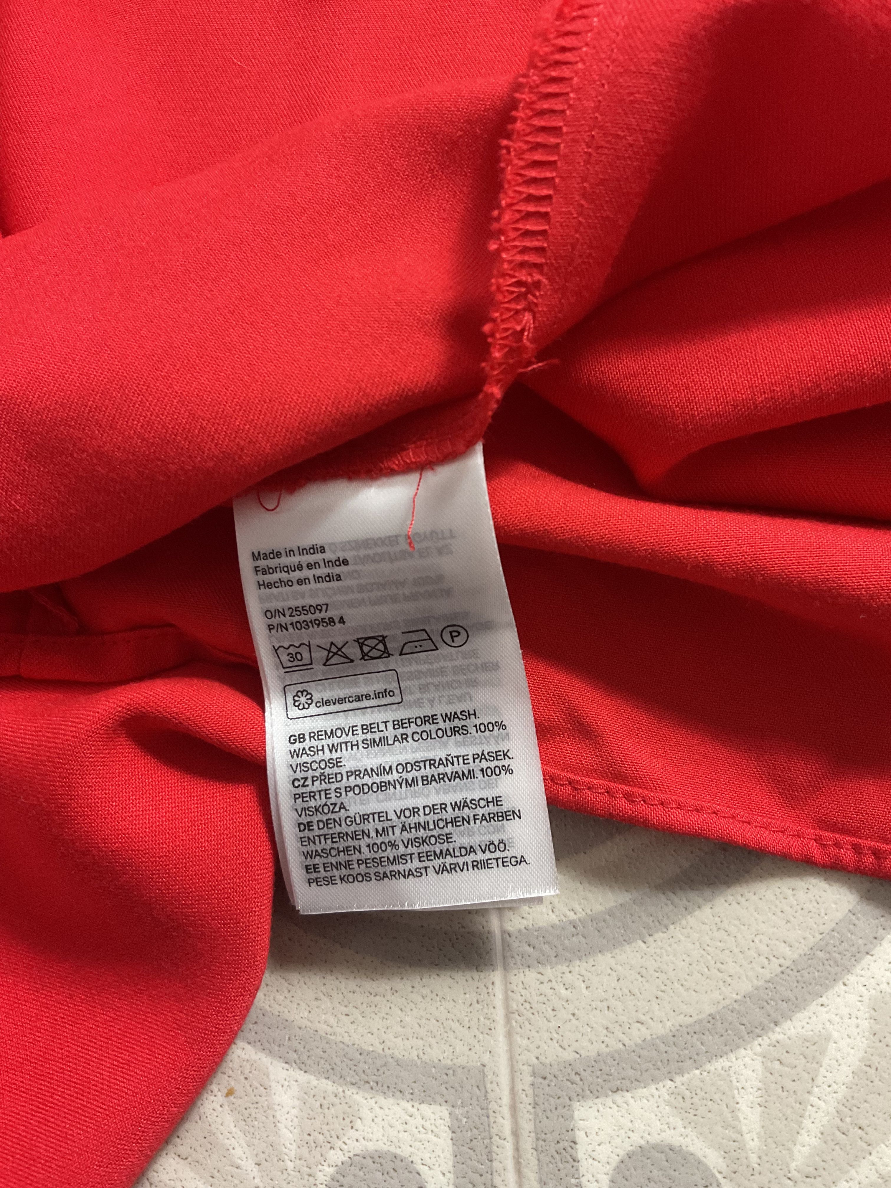 Abito camicia midi H&M ricco rosso viscosa con bottoni cintura abbinata taglia M 10 12 - Foto 12 di 12