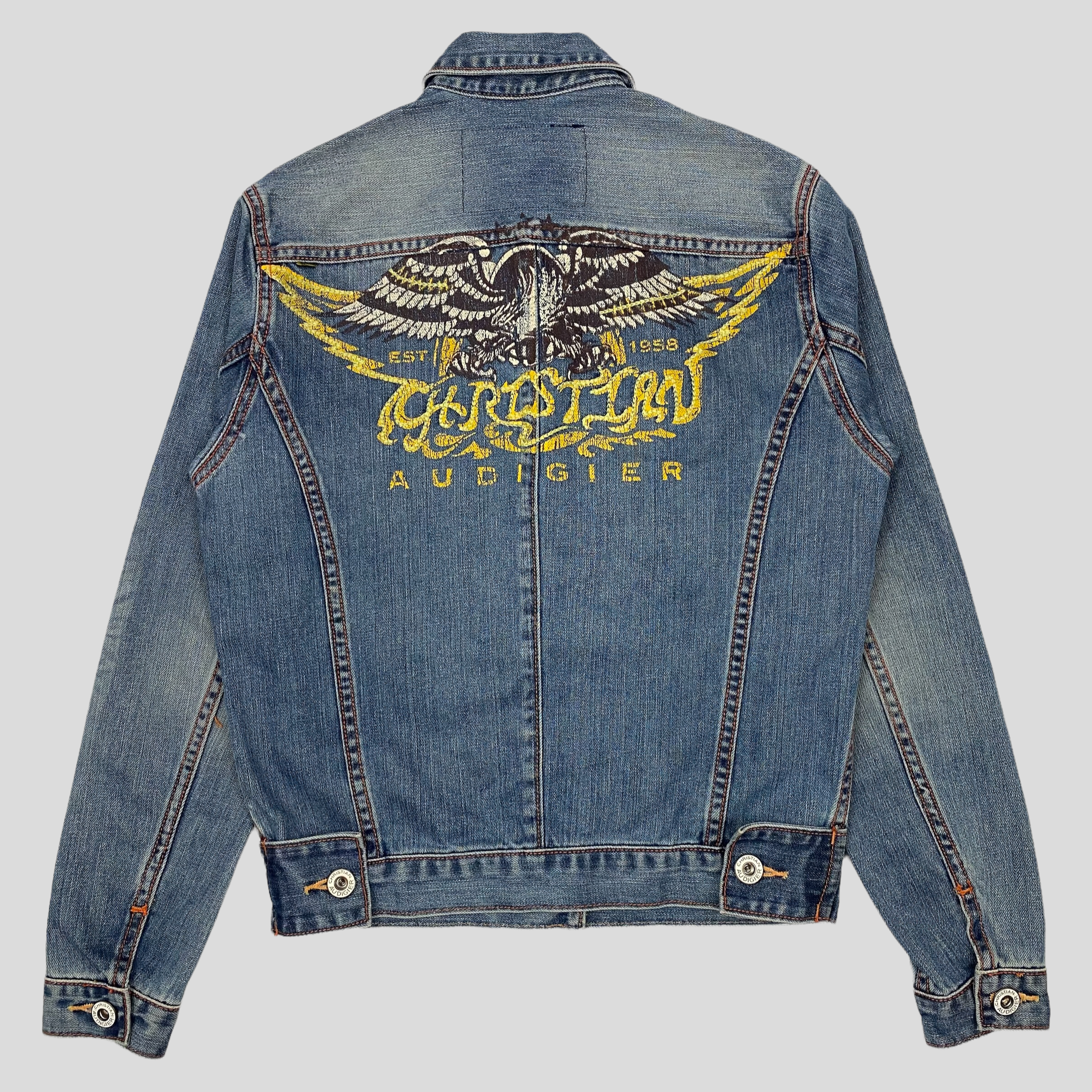 Christian Audigier Painted Eagle Denim Jacket S