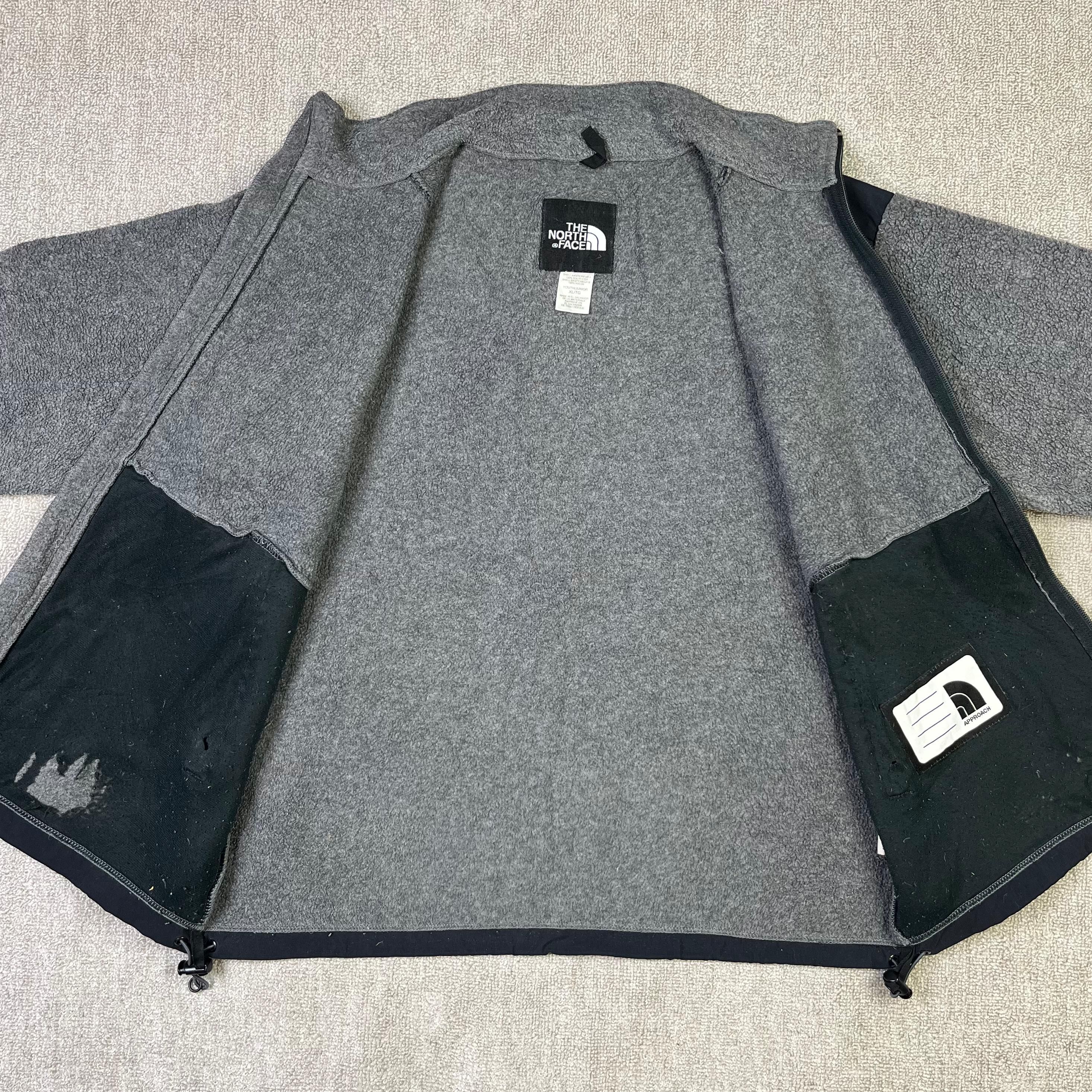 The North Face Fleece Jacket Full Zip Grey Black Outdoor Festival Youth - Picture 4 of 12