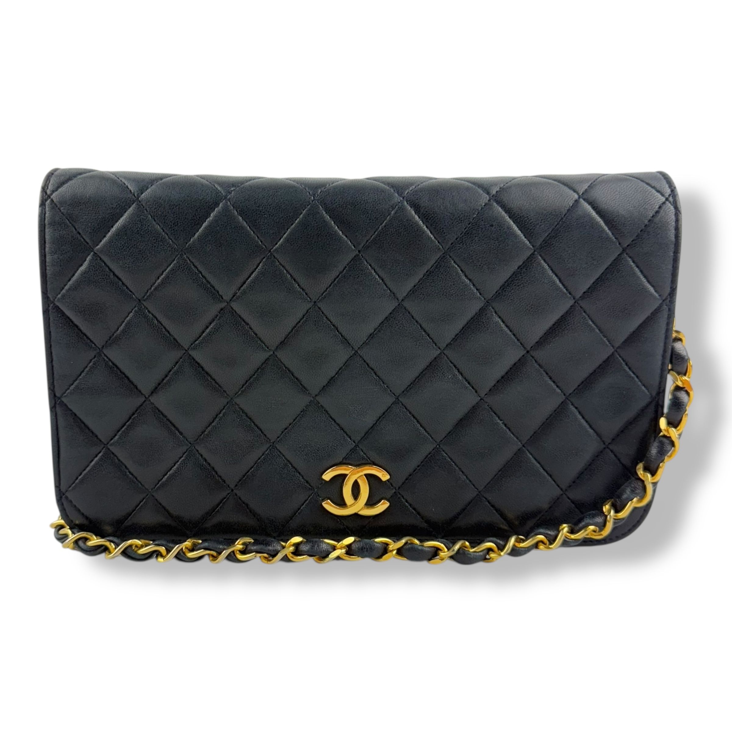 Chanel CC Navy Push Lock Single Flap Vintage Shoulder Handbag