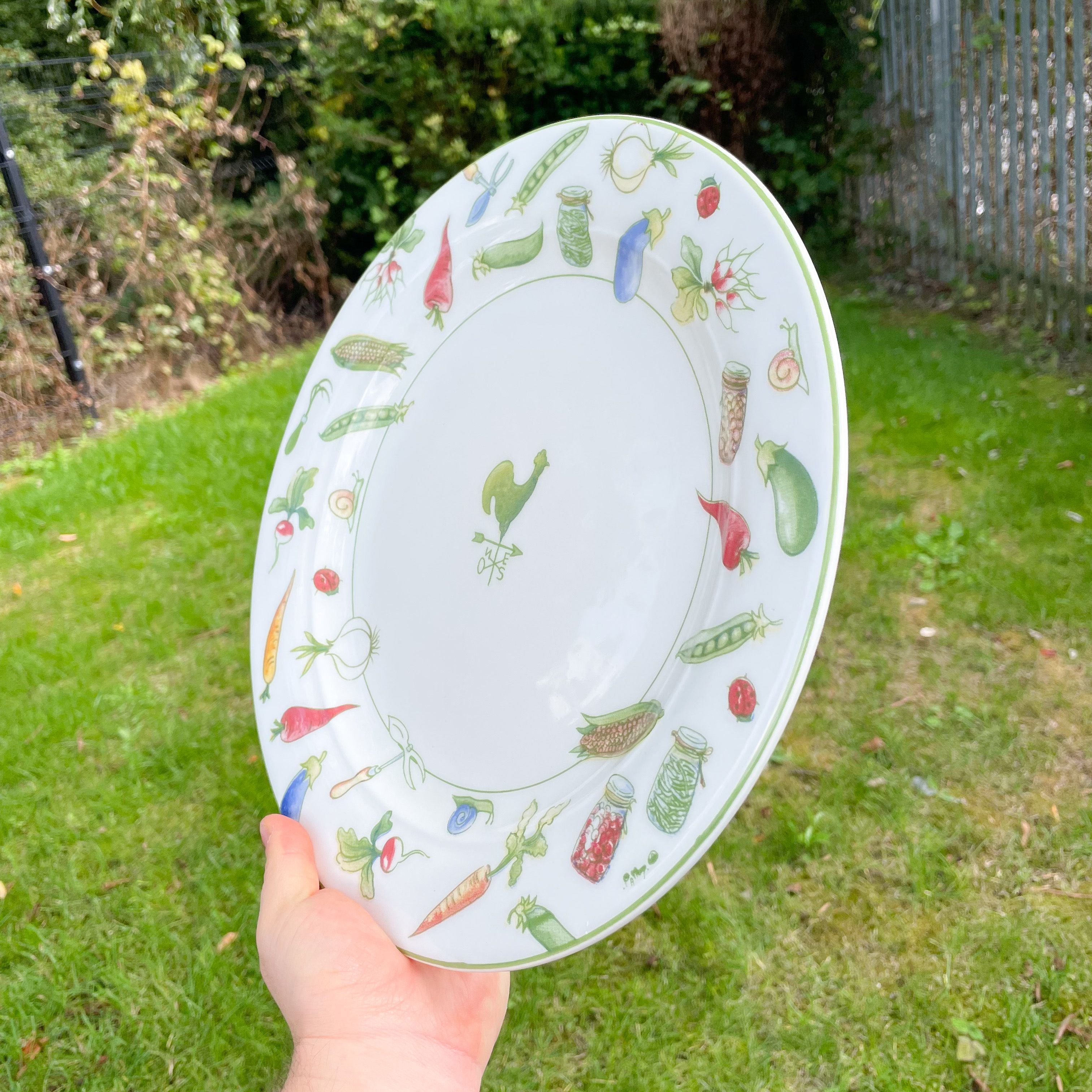 Large Round Plate Ceramic Cockerel Vegetables Tiffany Boutique Made in Italy - Picture 3 of 9