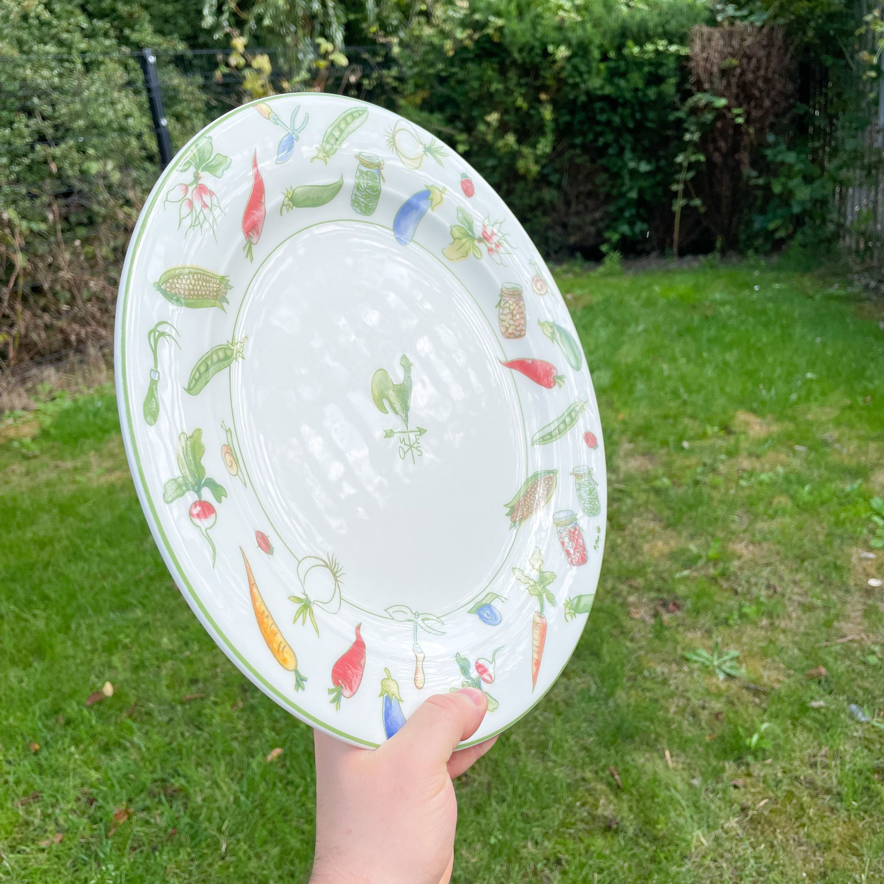 Large Round Plate Ceramic Cockerel Vegetables Tiffany Boutique Made in Italy - Picture 2 of 9