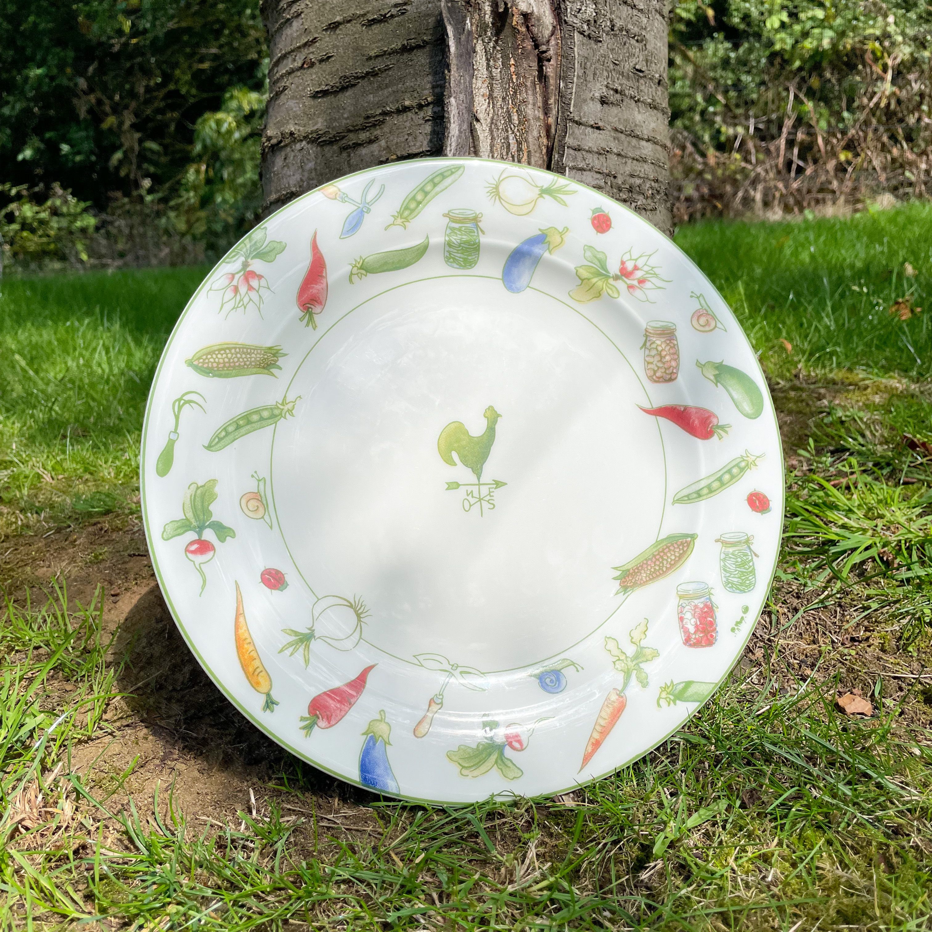 Large Round Plate Ceramic Cockerel Vegetables Tiffany Boutique Made in Italy - Picture 5 of 9