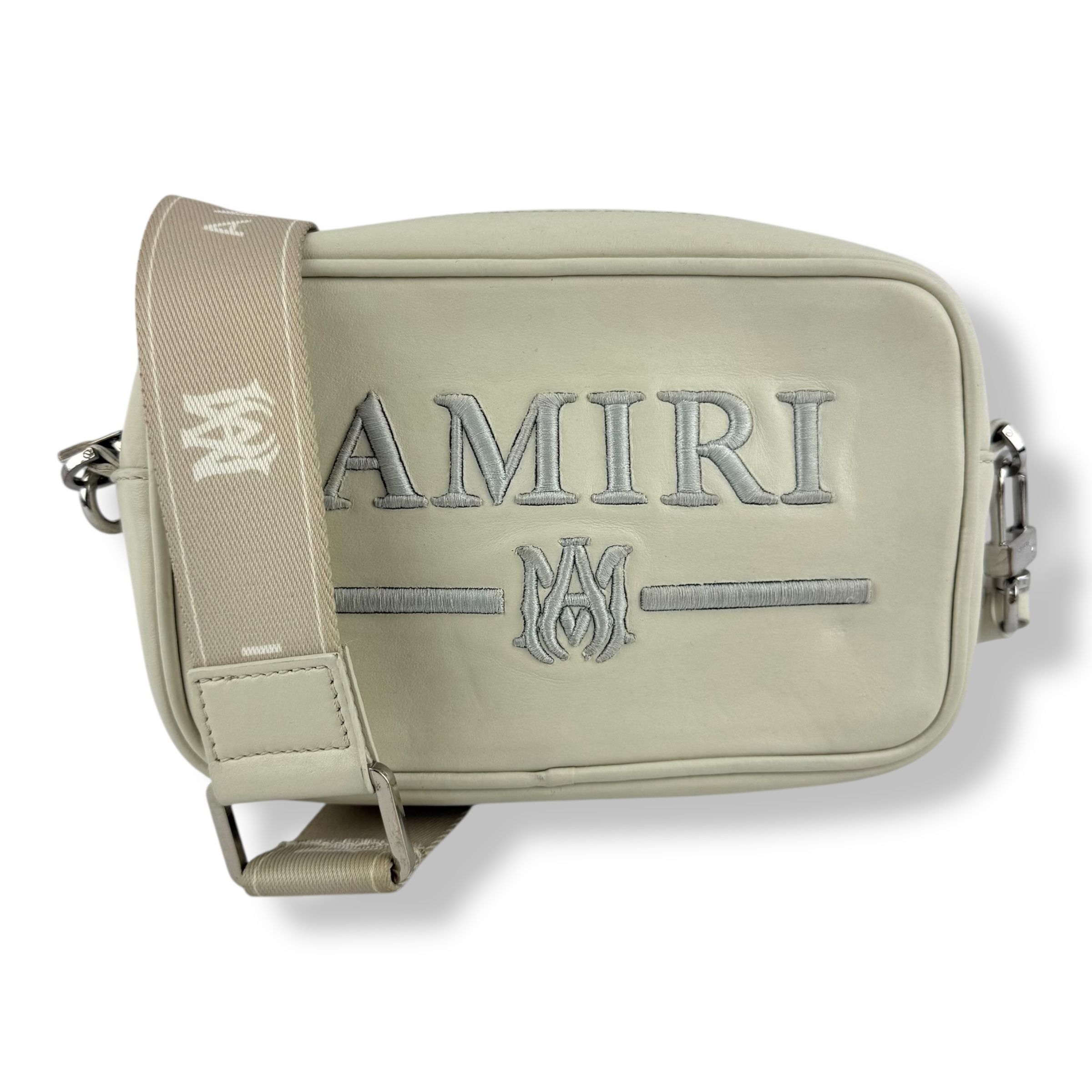 Amiri Cream Nappa Embroidery Camera Crossbody Messenger Bag