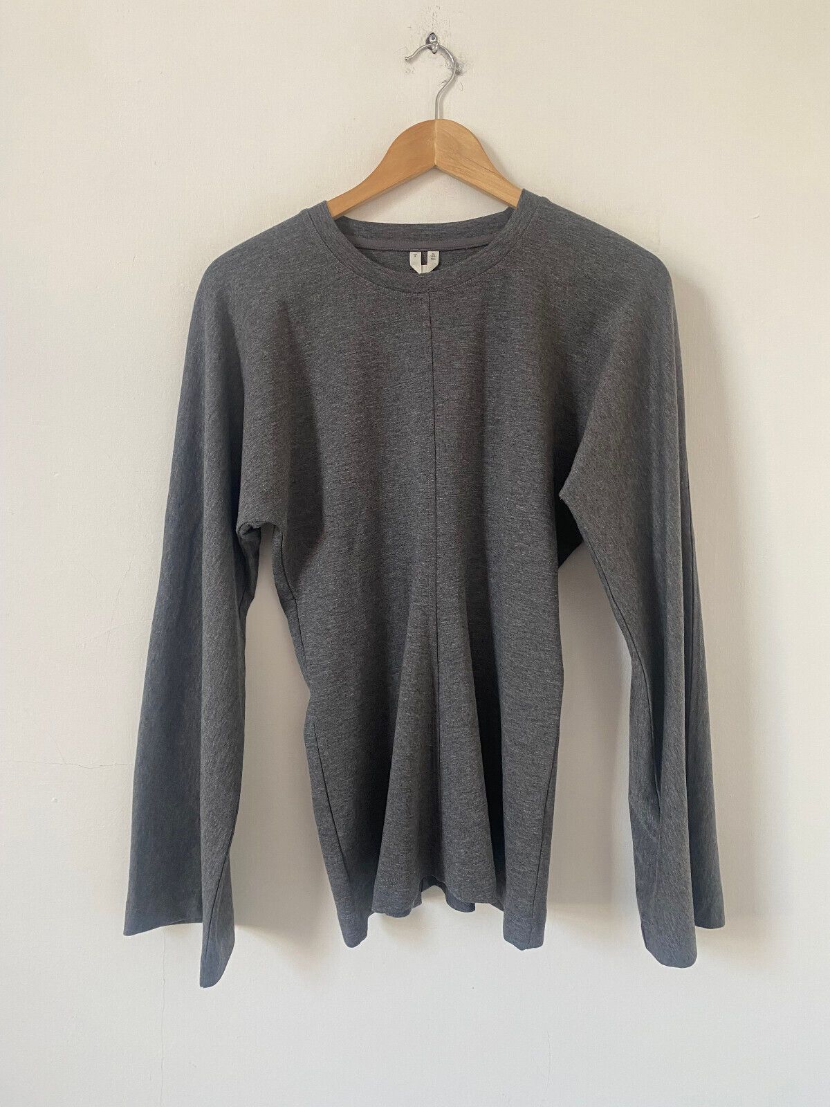 Arket Top Small Grey Wool Mix Long Bell Sleeve Pullover Knit Jumper Hourglass