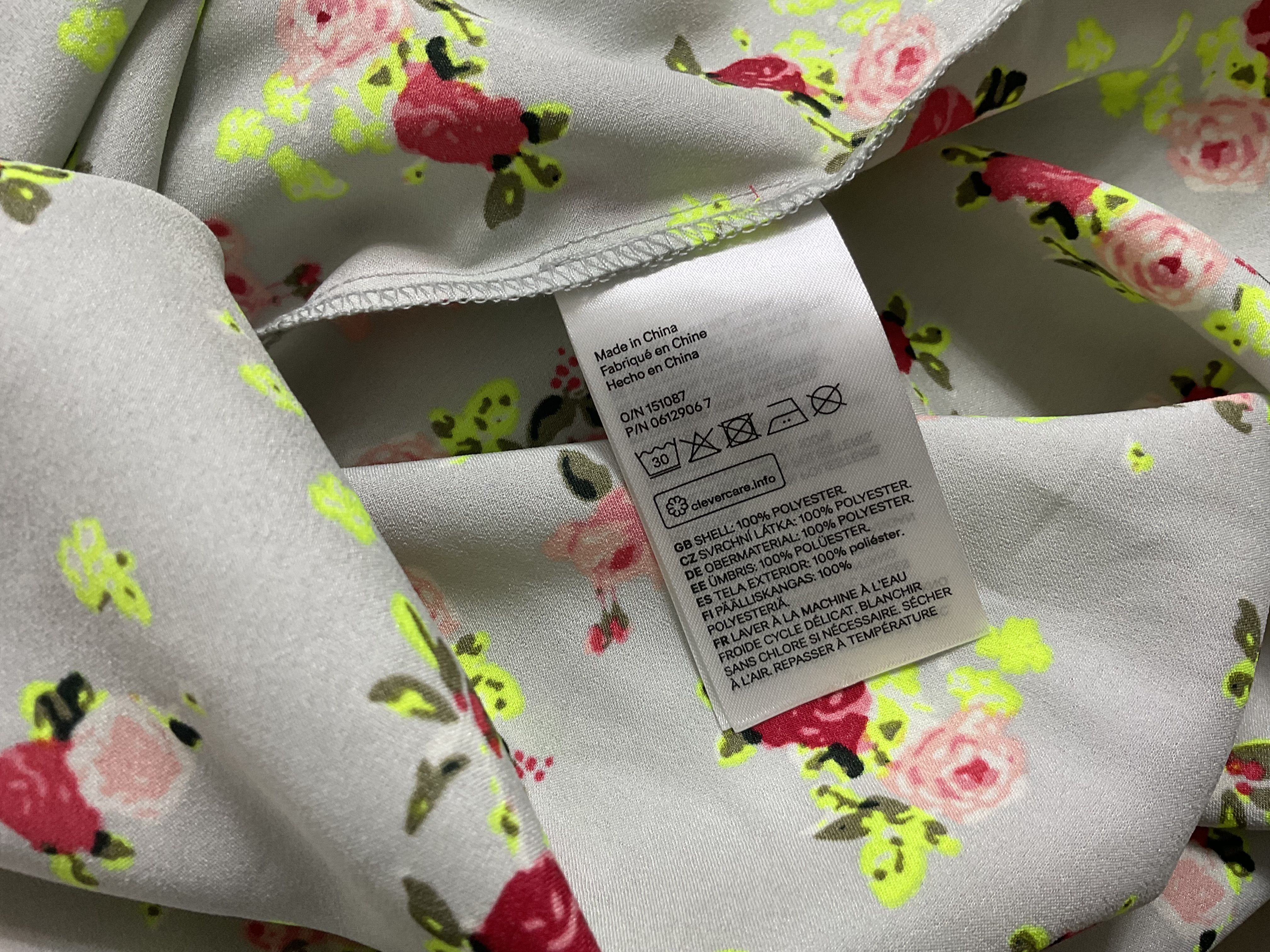 Abito midi nuovo con etichette H&M verde scuro floreale raso coulisse dettagliato UK 10 nuovo - Foto 8 di 8