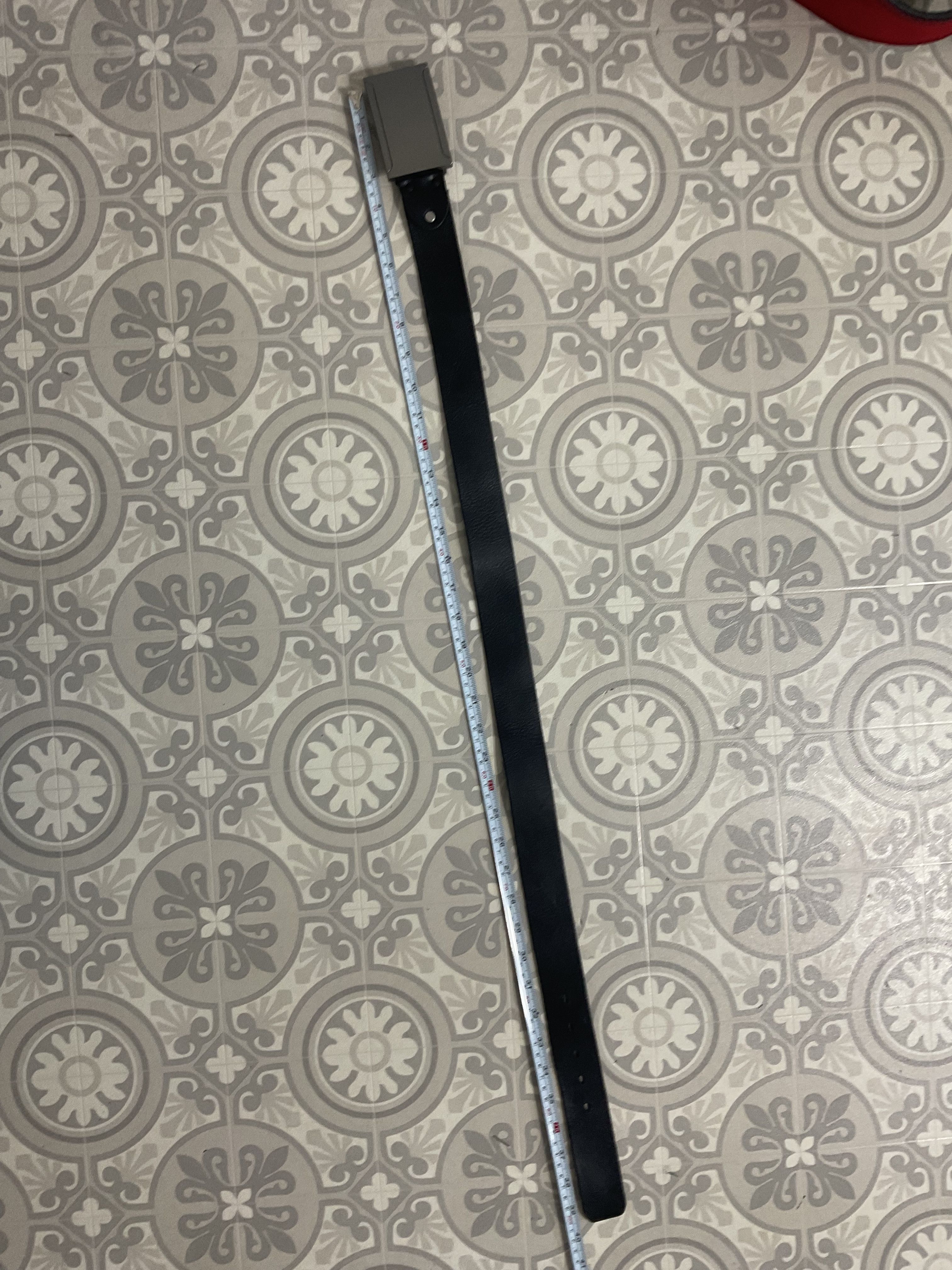 Cintura vintage Griffon nera vera pelle grande rettangolare fibbia a pressione adatta 32”-35” - Foto 8 di 8