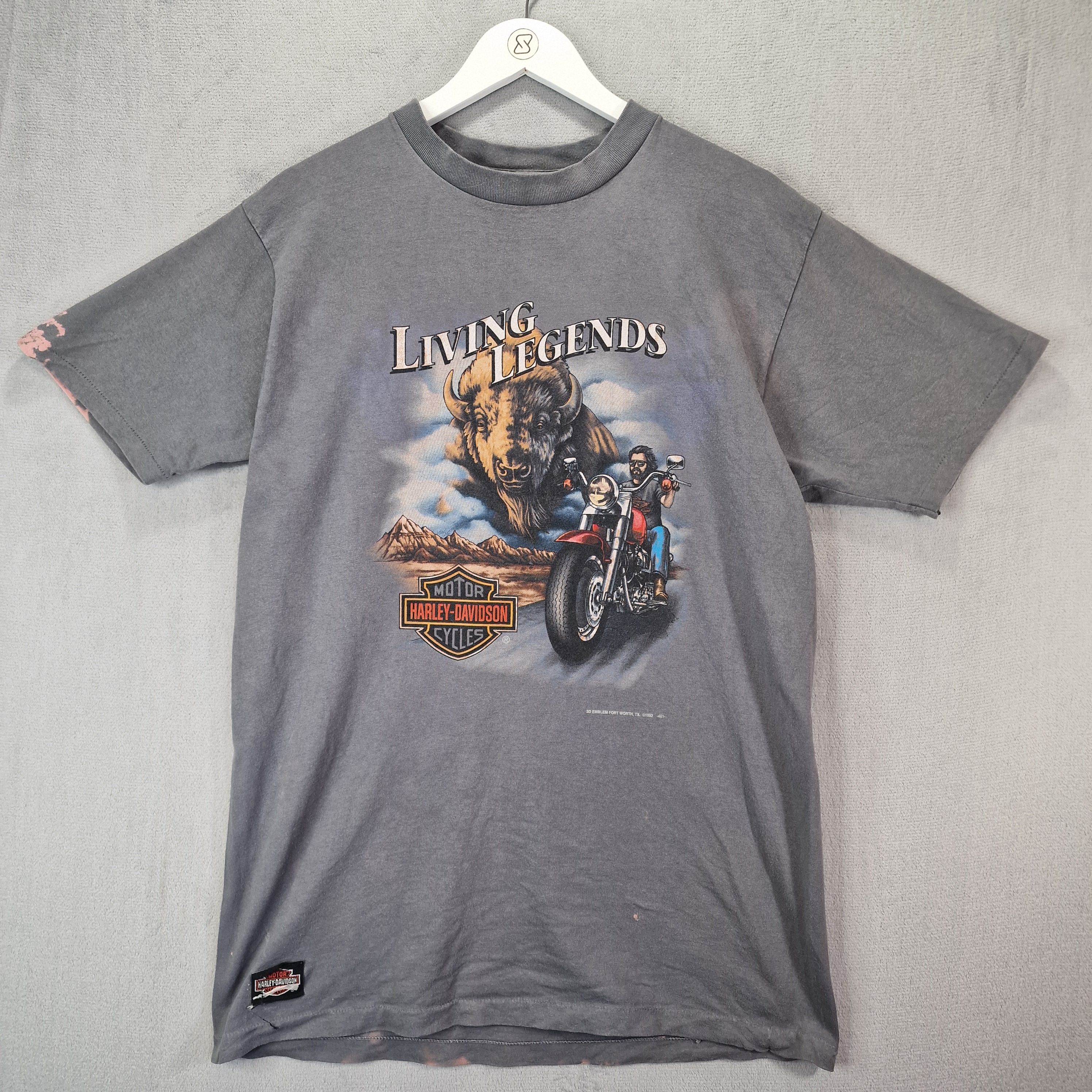 Vintage 1992 Harley Davidson T-Shirt XL Grey Ocean City 3D Emblem Single Stitch