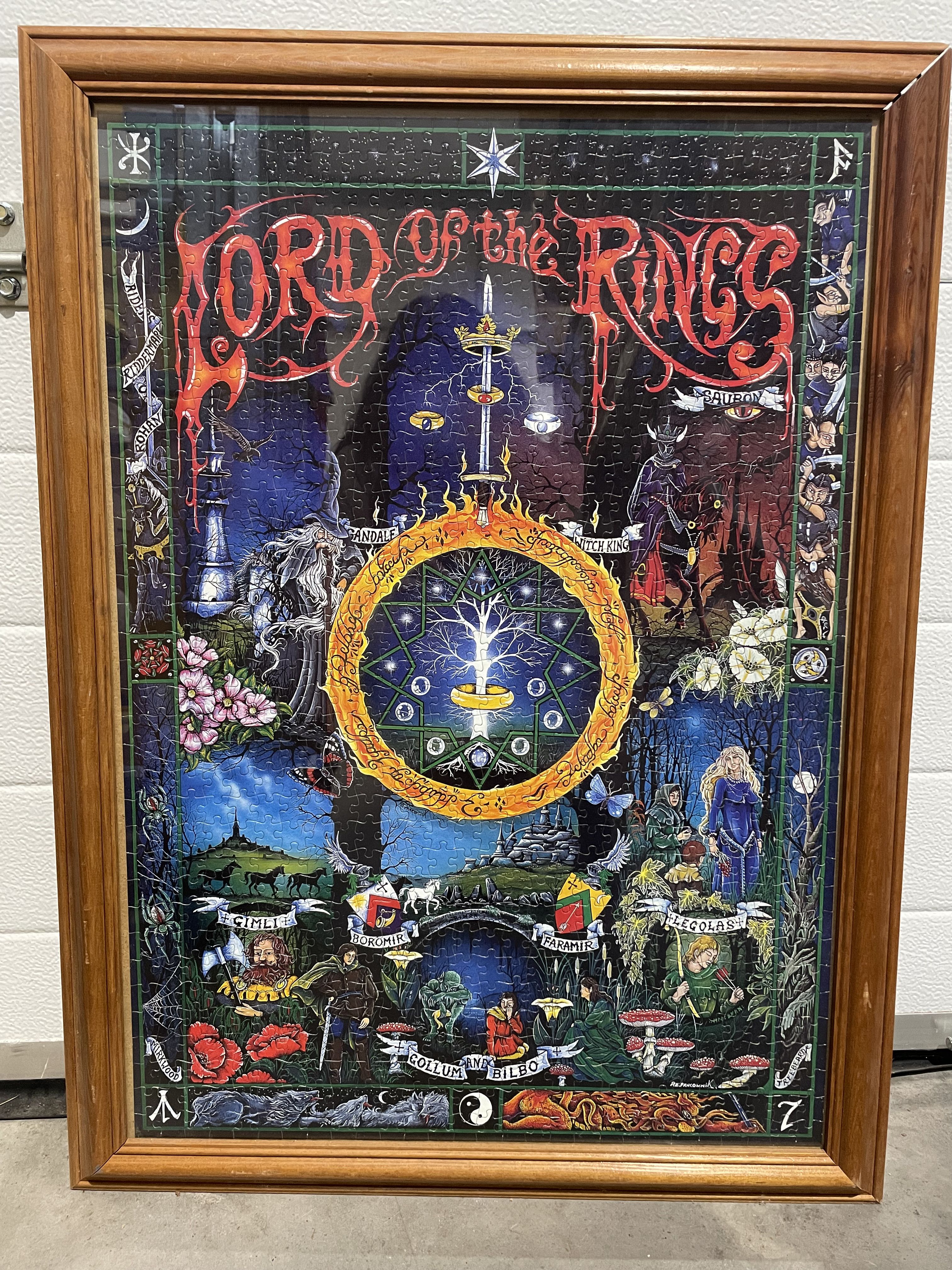 Large Framed Lord of The Rings Puzzle Art - Peter Pracownik Vintage Tolkien LOTR
