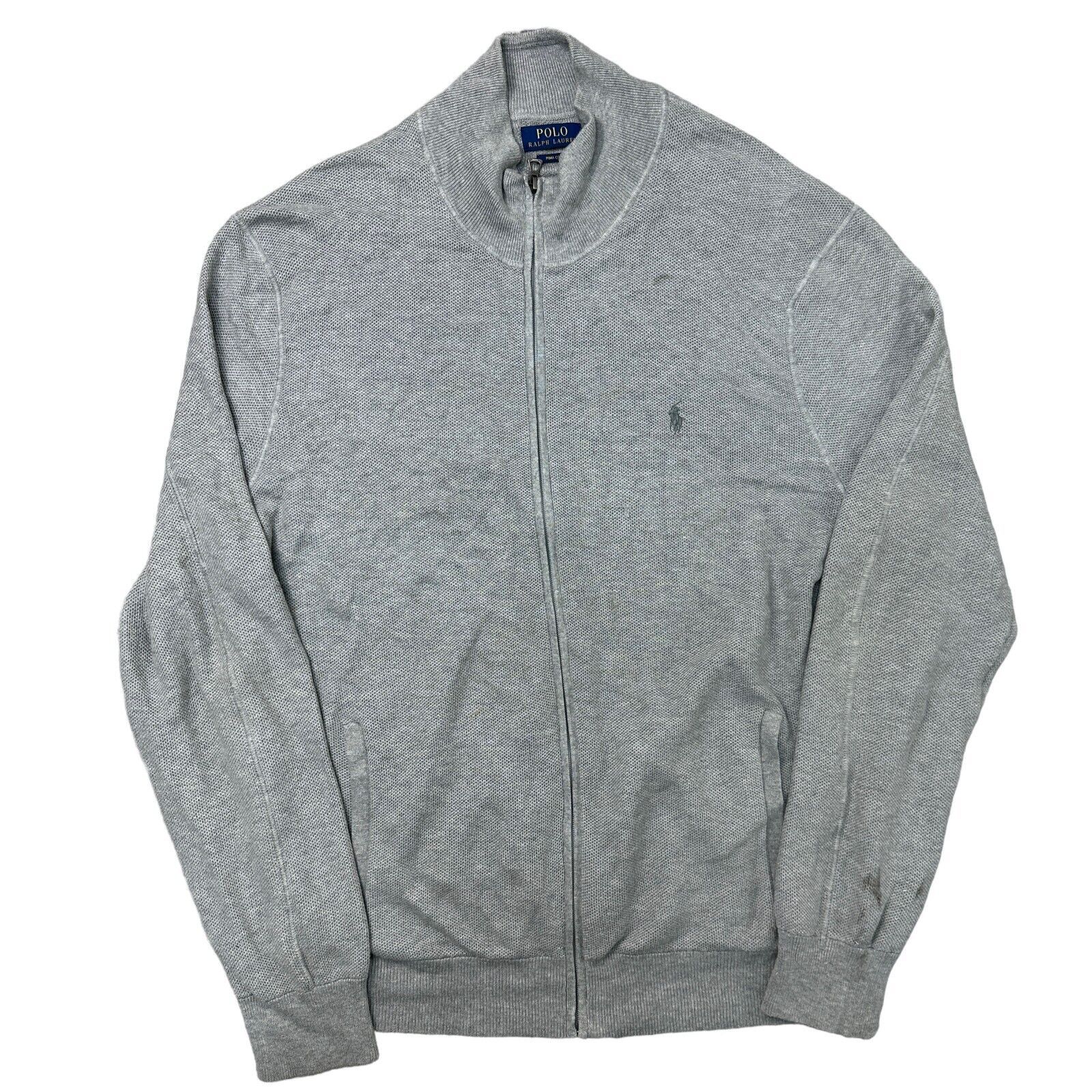 Polo Ralph Lauren Strickpullover Pima Baumwolle Full Zip Grau Herren 2XL