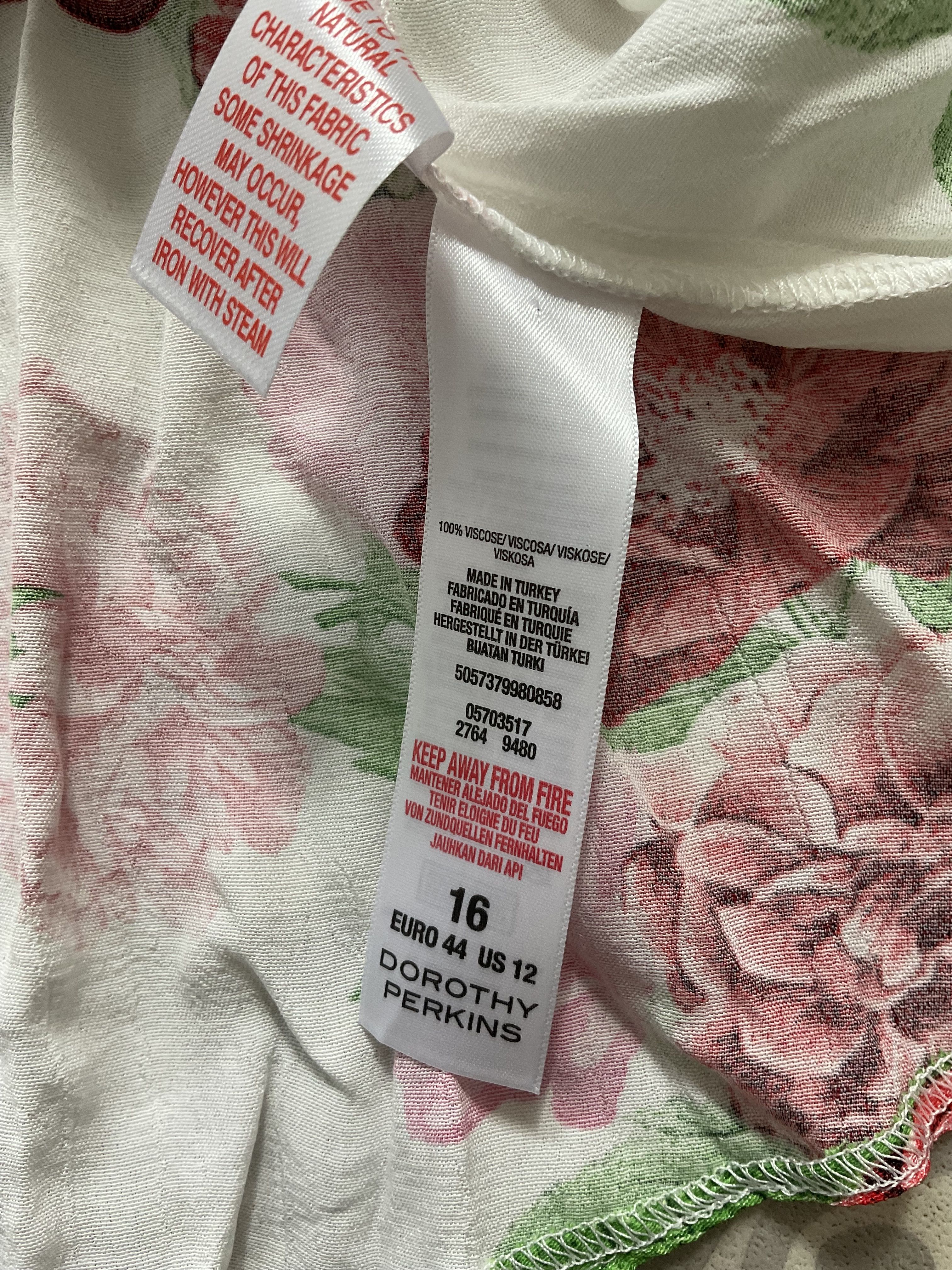 Dorothy Perkins Blanco Rojo Estampado Floral Gargantilla Cuello Envoltura Top Sin Mangas Reino Unido 16 - Imagen 9 de 9