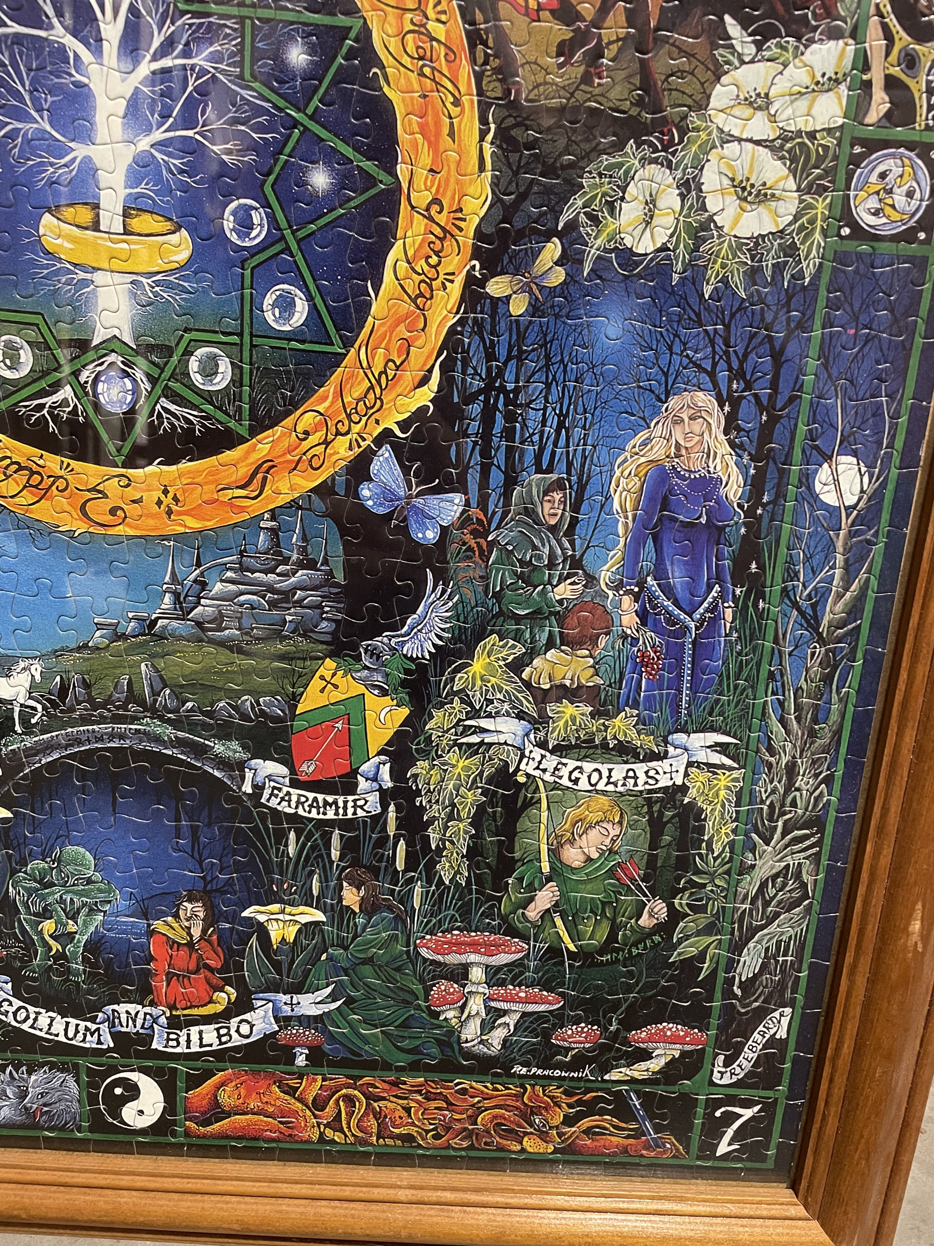 Large Framed Lord of The Rings Puzzle Art - Peter Pracownik Vintage Tolkien LOTR - Picture 7 of 9