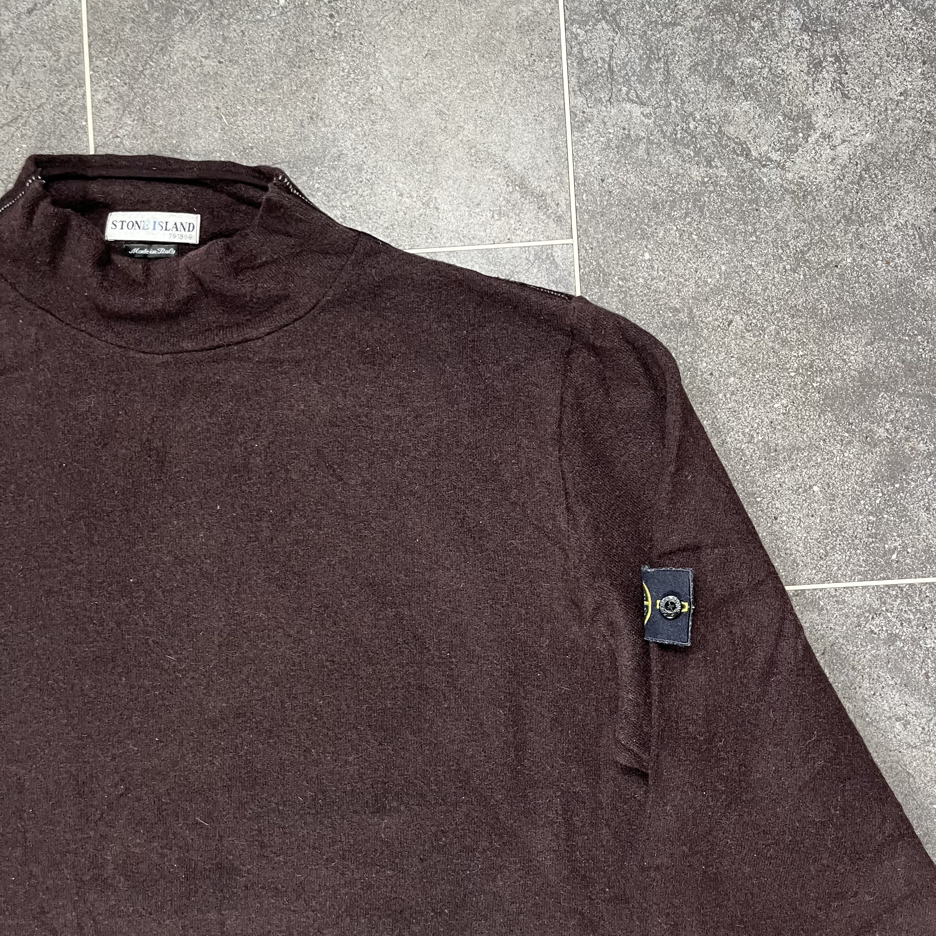 Stone Island Mock Neck Strickpullover Sweatshirt Pullover braun y2k AW 2002 - XL - Bild 2 von 11
