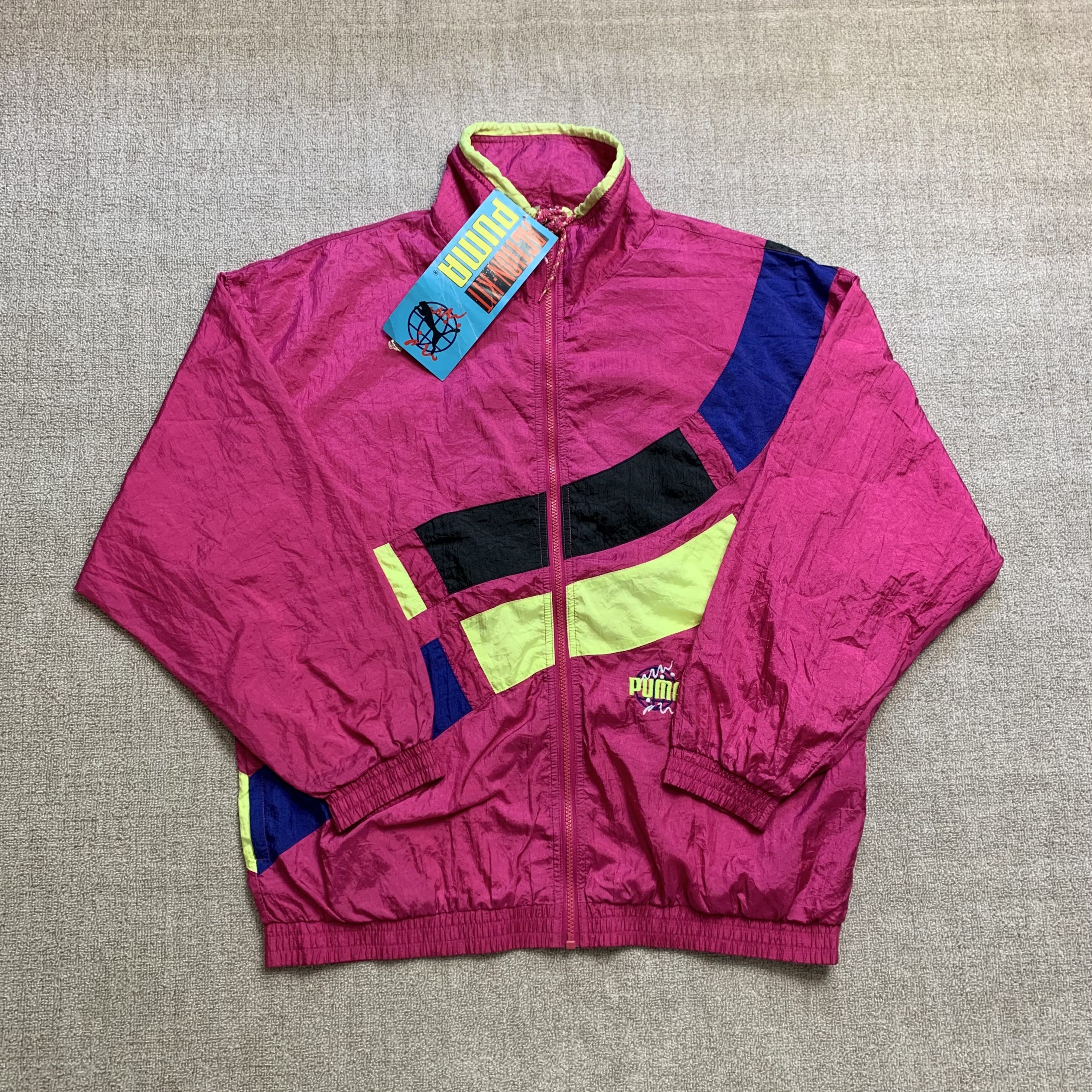 Conjunto de chándal Puma chaqueta de pista pantalones parte inferior concha cortavientos años 80 L - Imagen 2 de 9