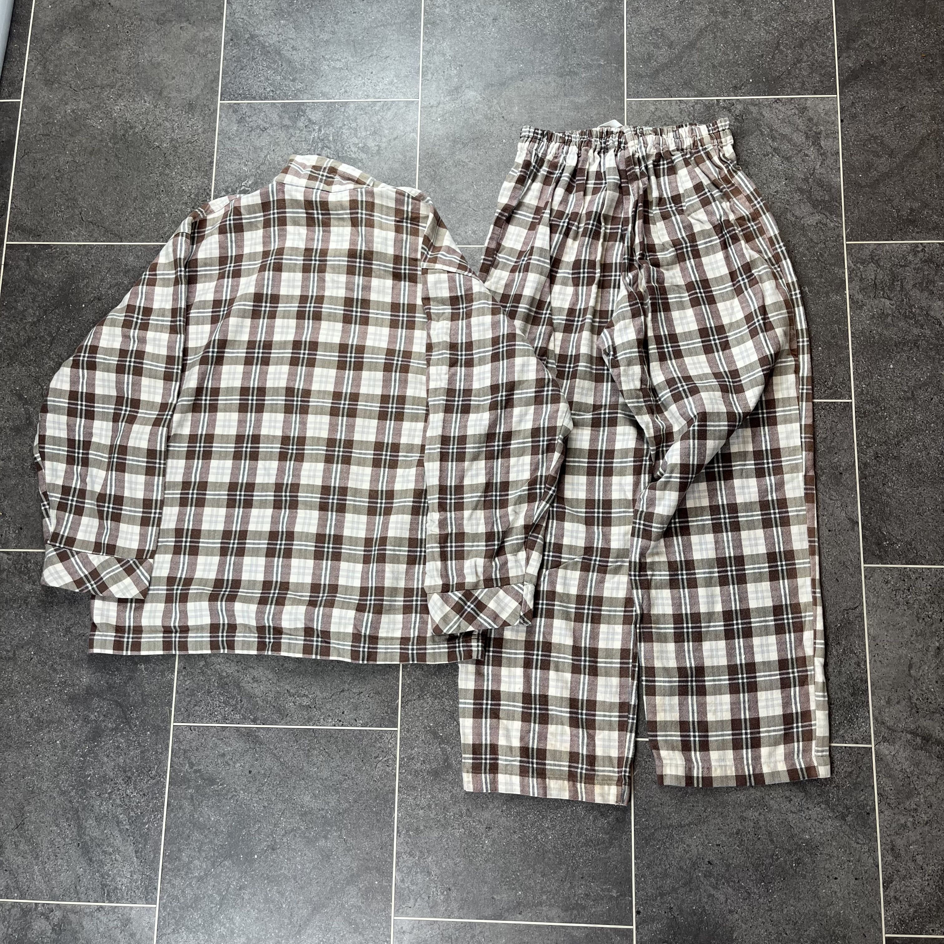 Aquascutum House Check Pyjama Set Sleepwear Lounge Brown Mens Shirt- Size Medium - Bild 4 von 6