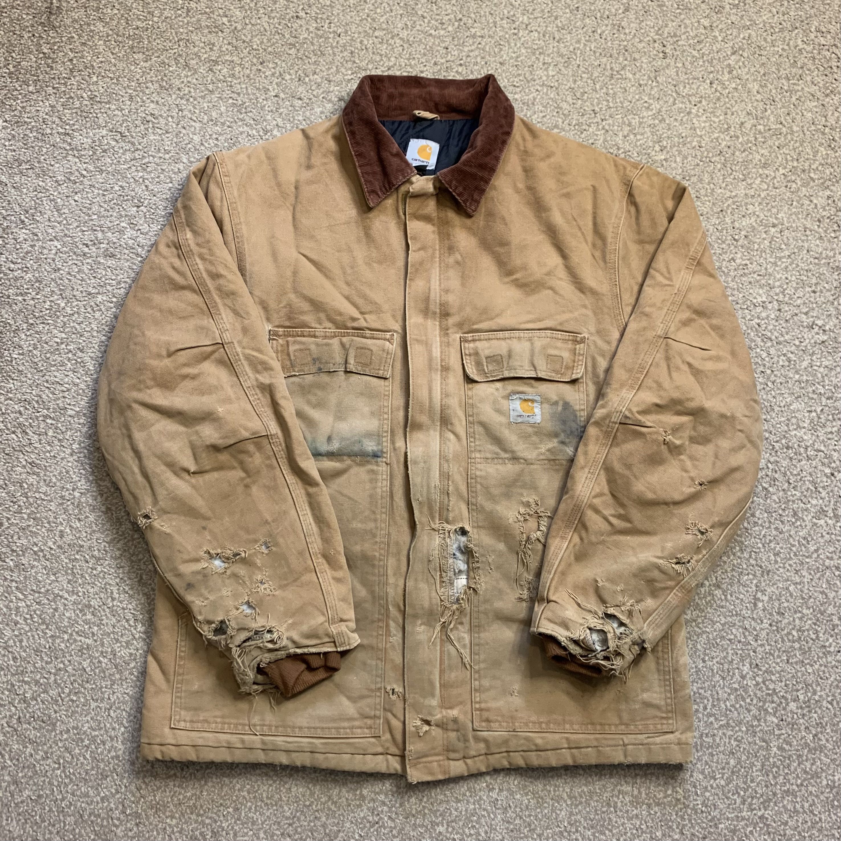 Abrigo Chaqueta Carhartt Detroit Vintage Pato Ropa de Trabajo Cuello Cremallera Completa L - Imagen 1 de 13