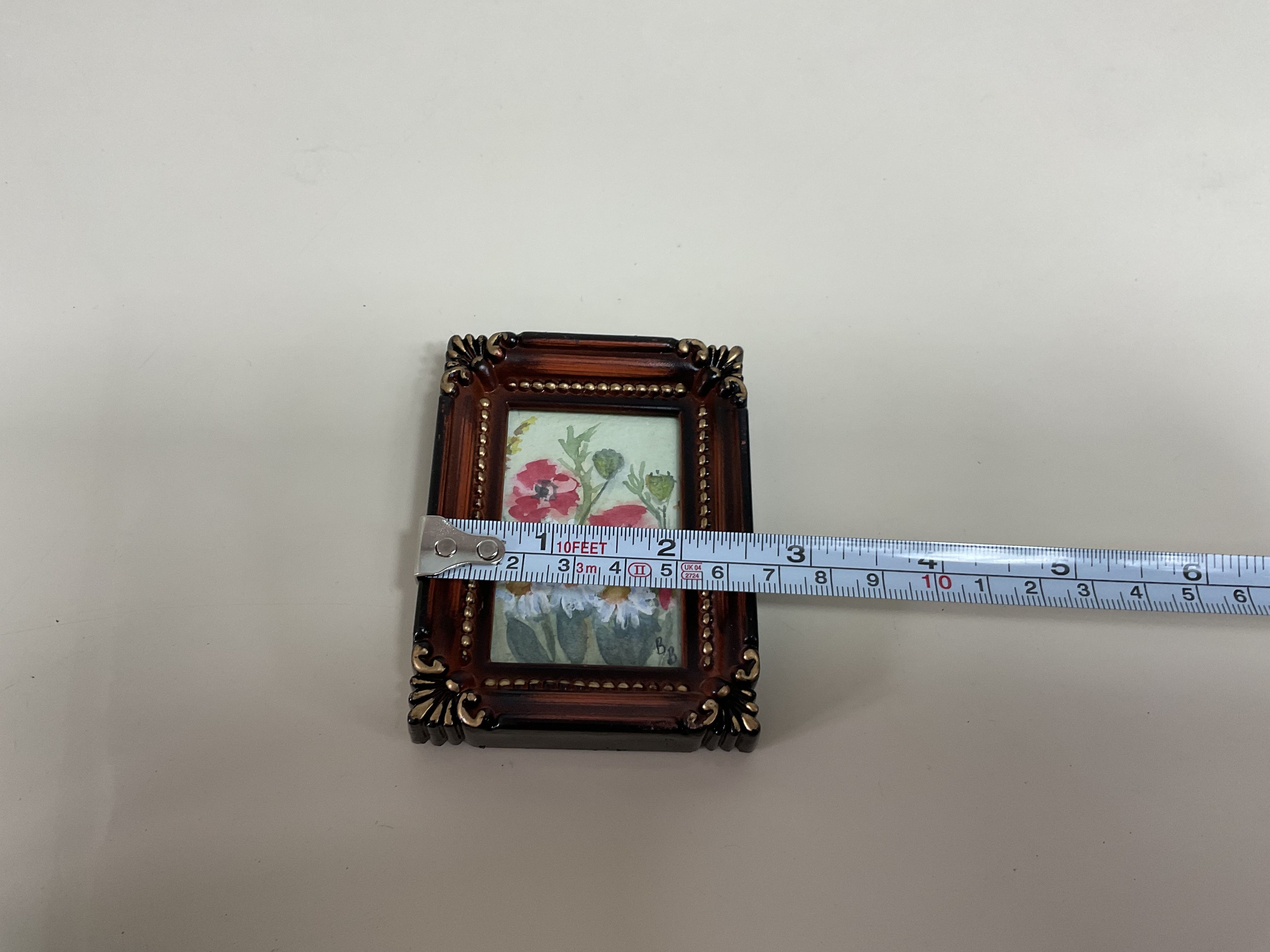 Quadro miniatura acquerello 4 originale firmato Barbara Bedford cornice legno - Foto 11 di 12