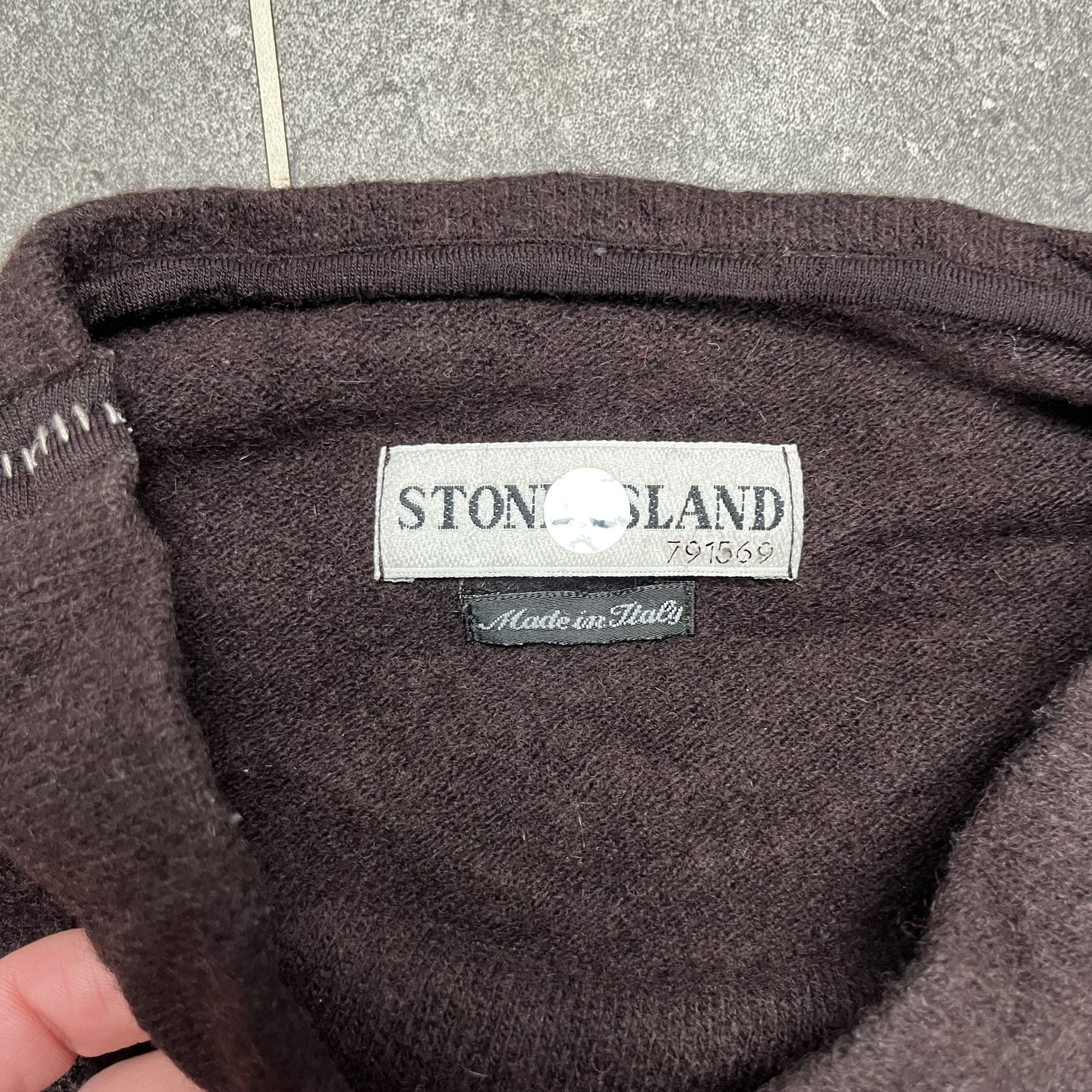 Stone Island Mock Neck Strickpullover Sweatshirt Pullover braun y2k AW 2002 - XL - Bild 9 von 11