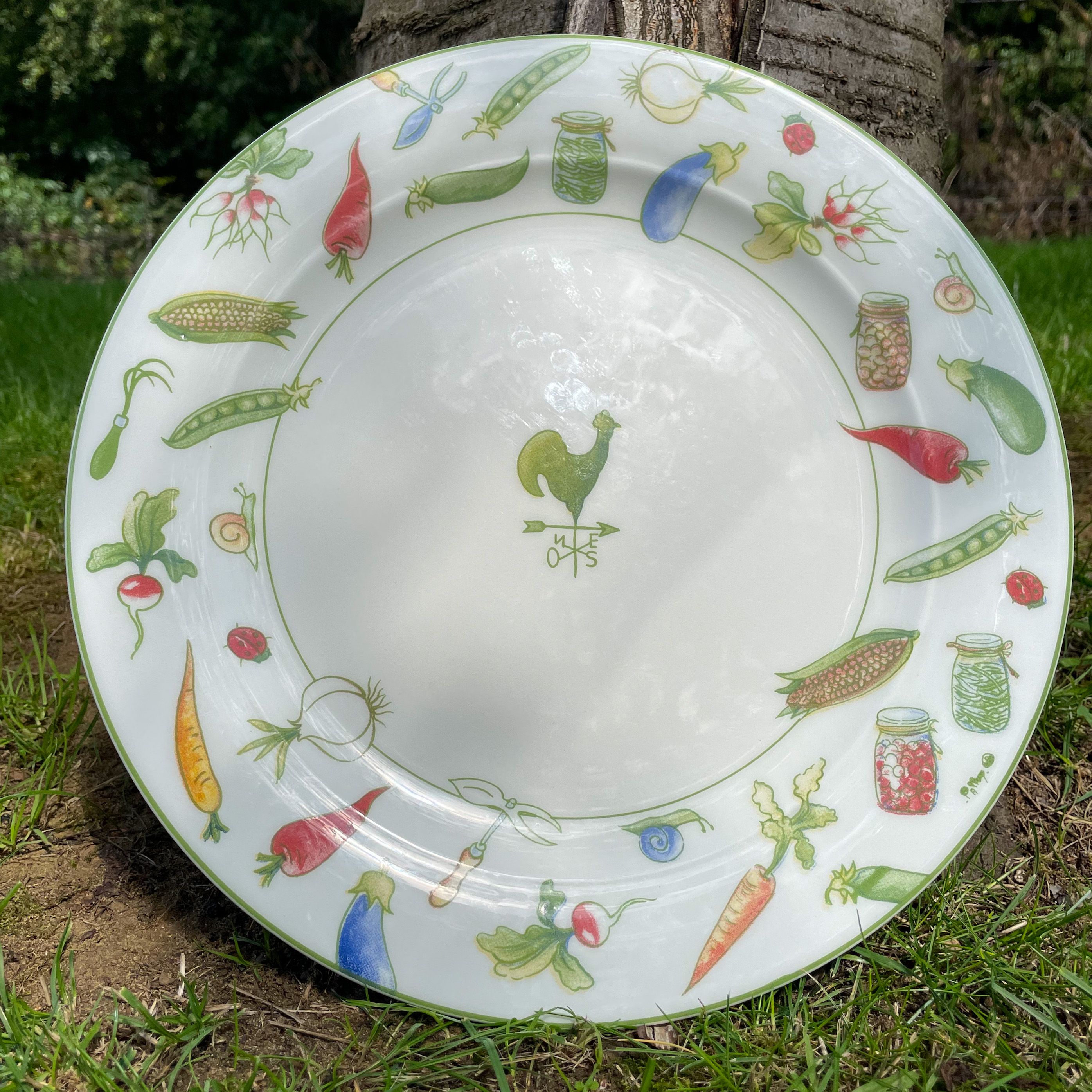 Large Round Plate Ceramic Cockerel Vegetables Tiffany Boutique Made in Italy - Picture 4 of 9