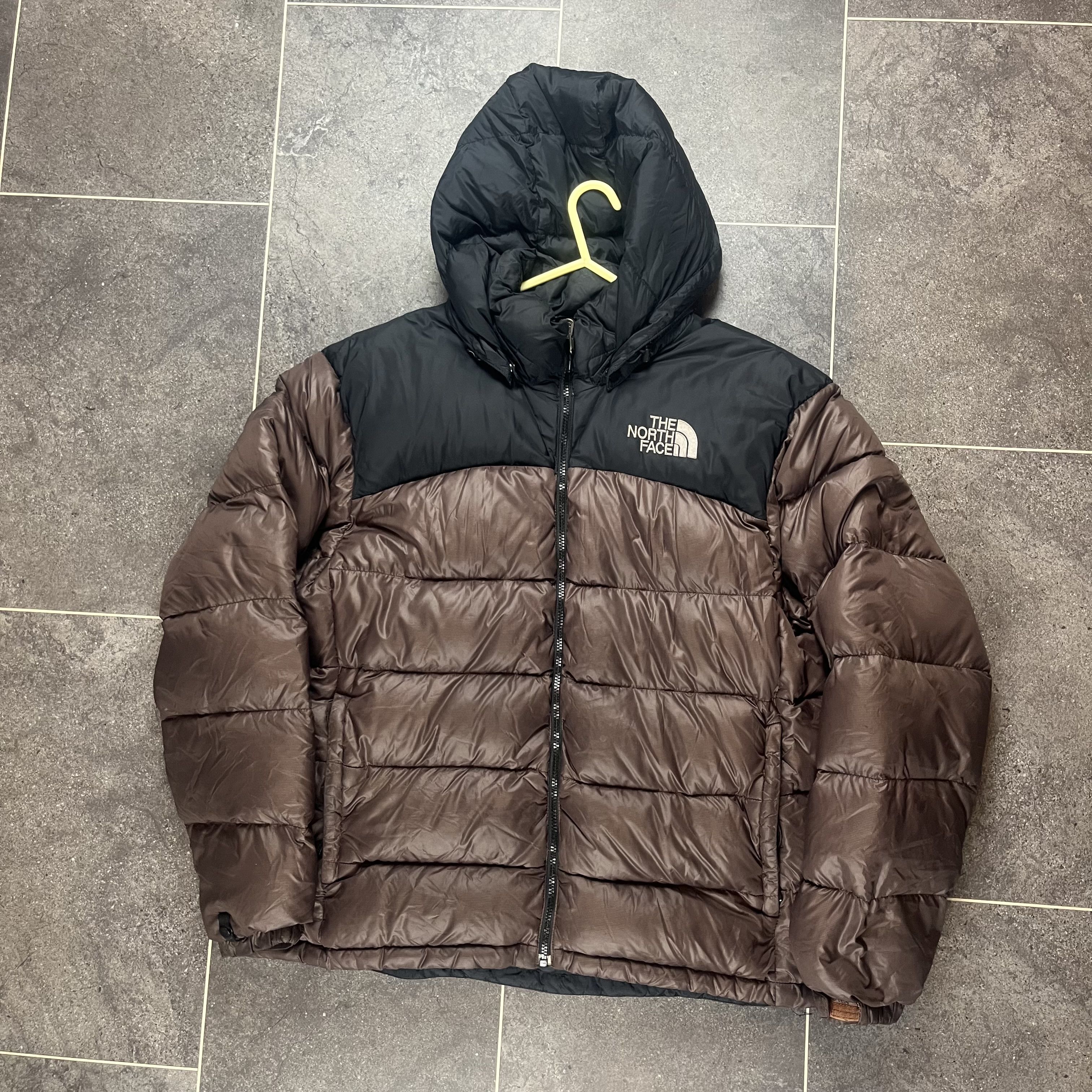 The North Face Nuptse Puffer Coat Jacket 700 Brown Mens Hooded Size