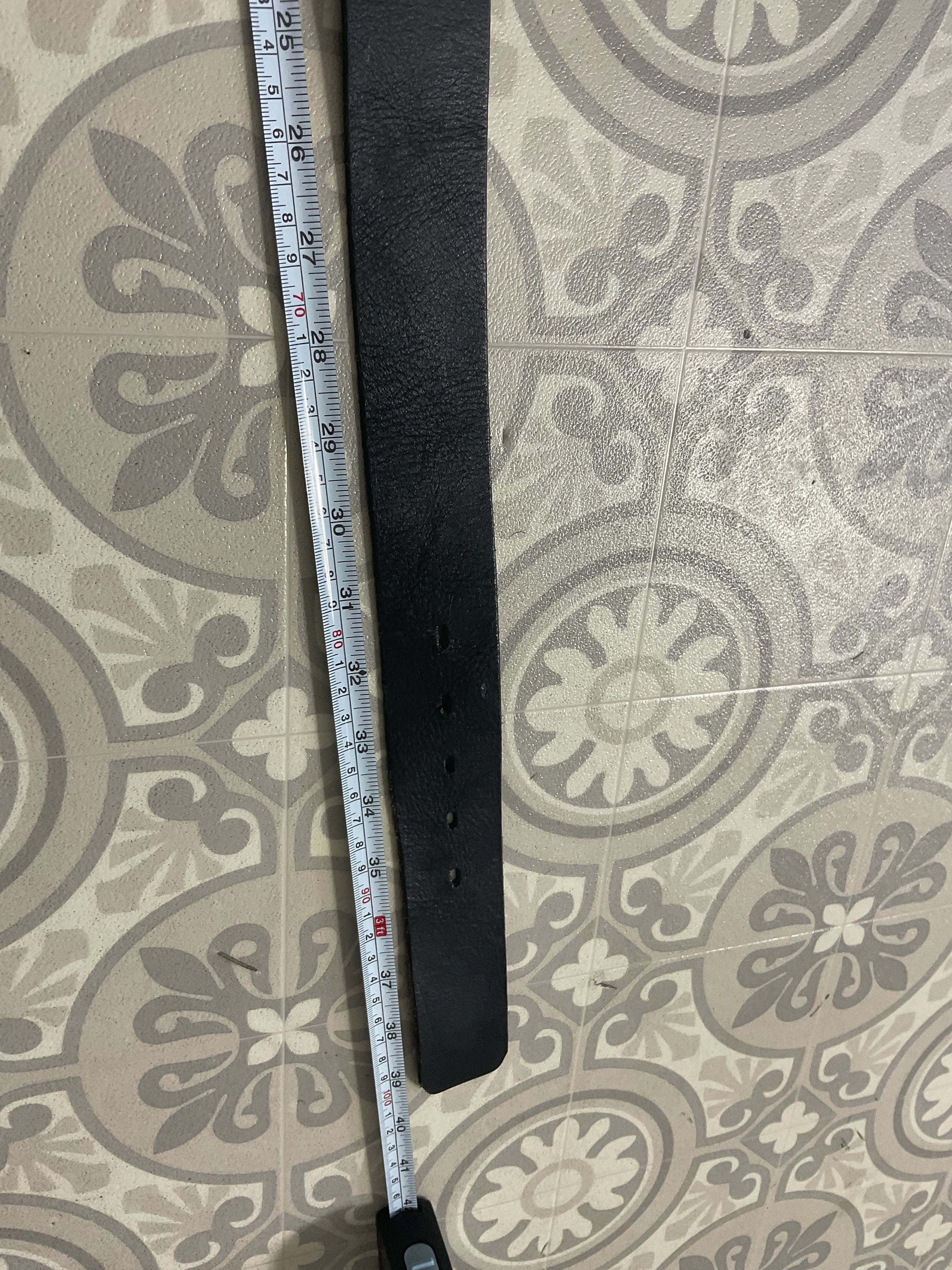 Cintura vintage Griffon nera vera pelle grande rettangolare fibbia a pressione adatta 32”-35” - Foto 7 di 8