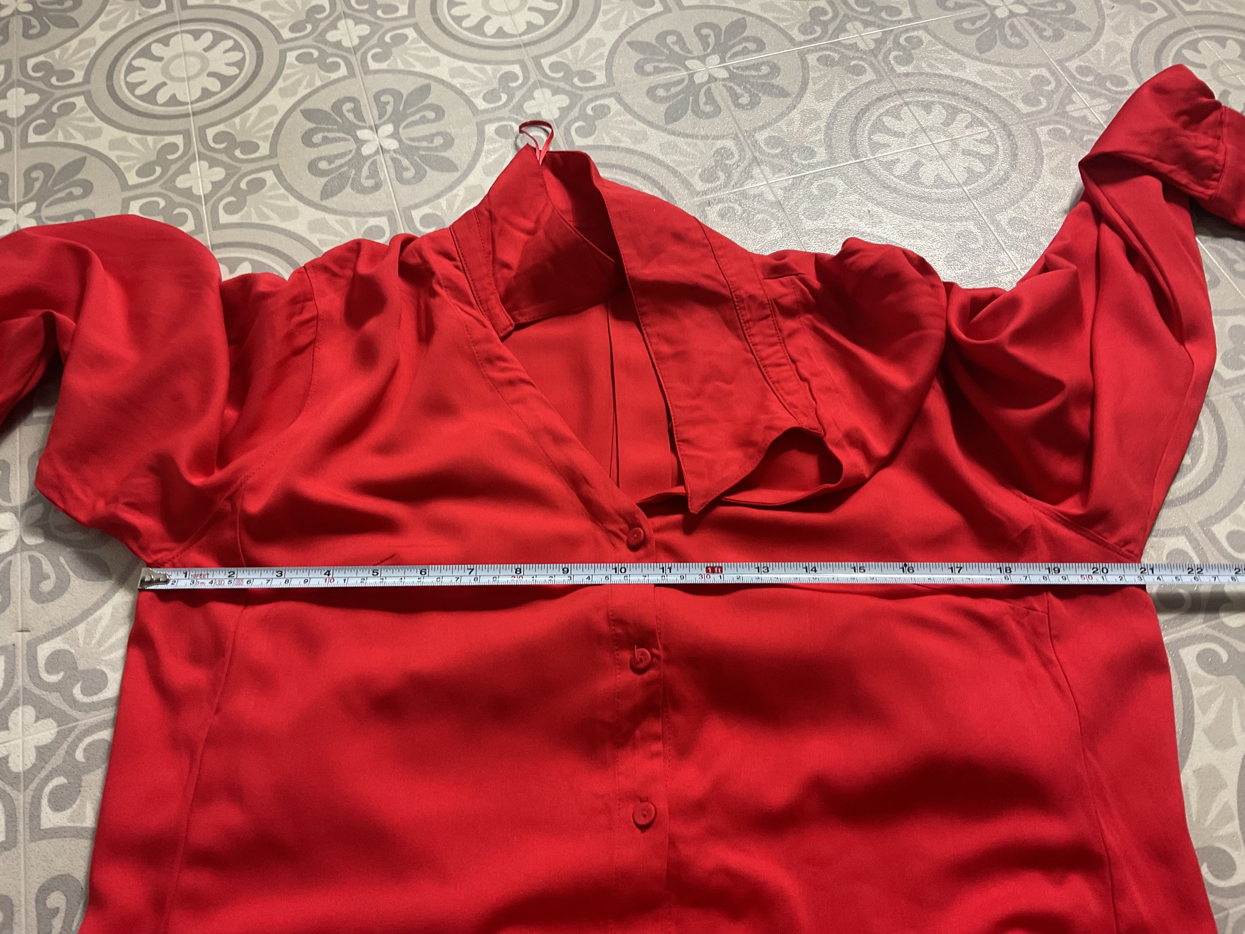 Abito camicia midi H&M ricco rosso viscosa con bottoni cintura abbinata taglia M 10 12 - Foto 9 di 12