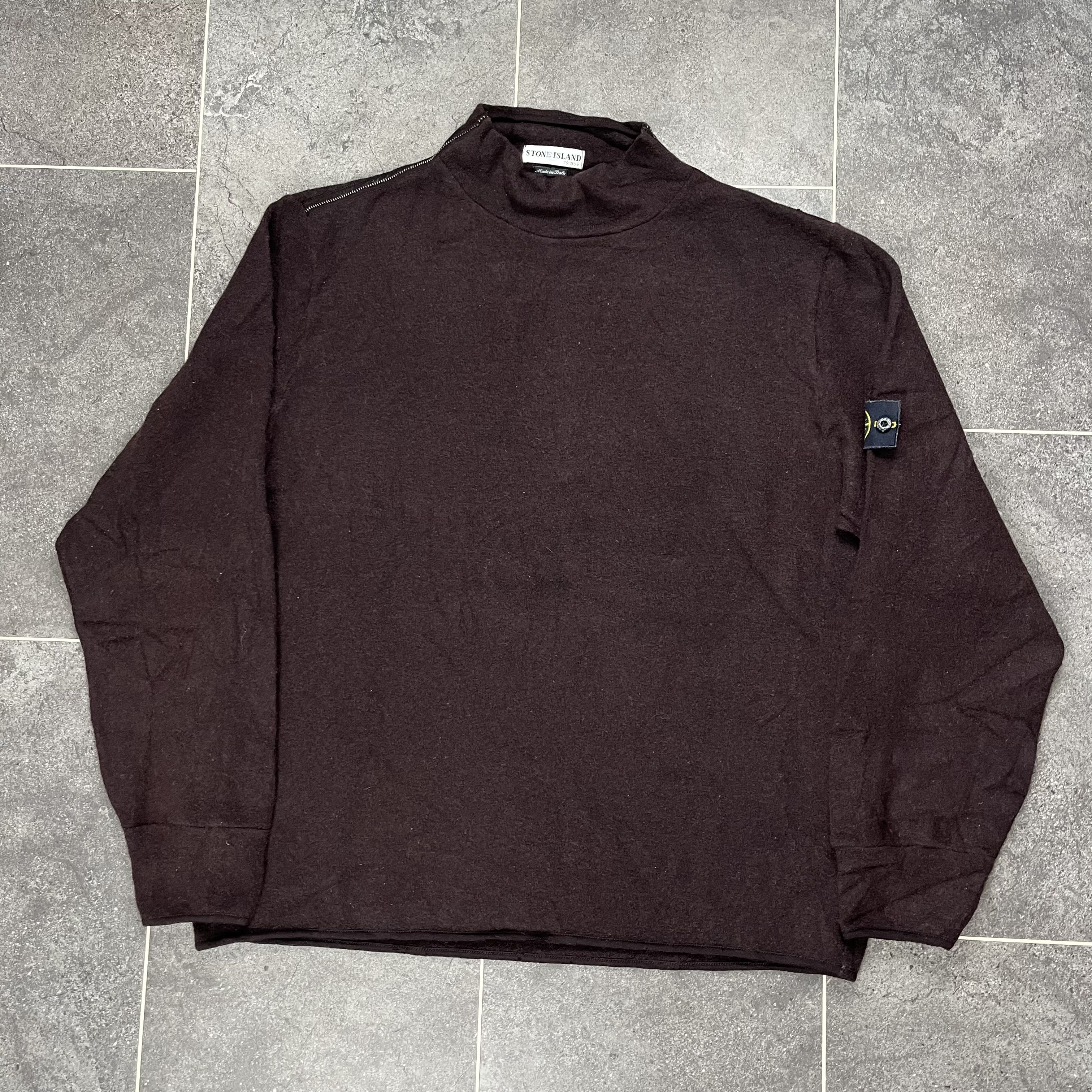 Stone Island Mock Neck Strickpullover Sweatshirt Pullover braun y2k AW 2002 - XL - Bild 1 von 11