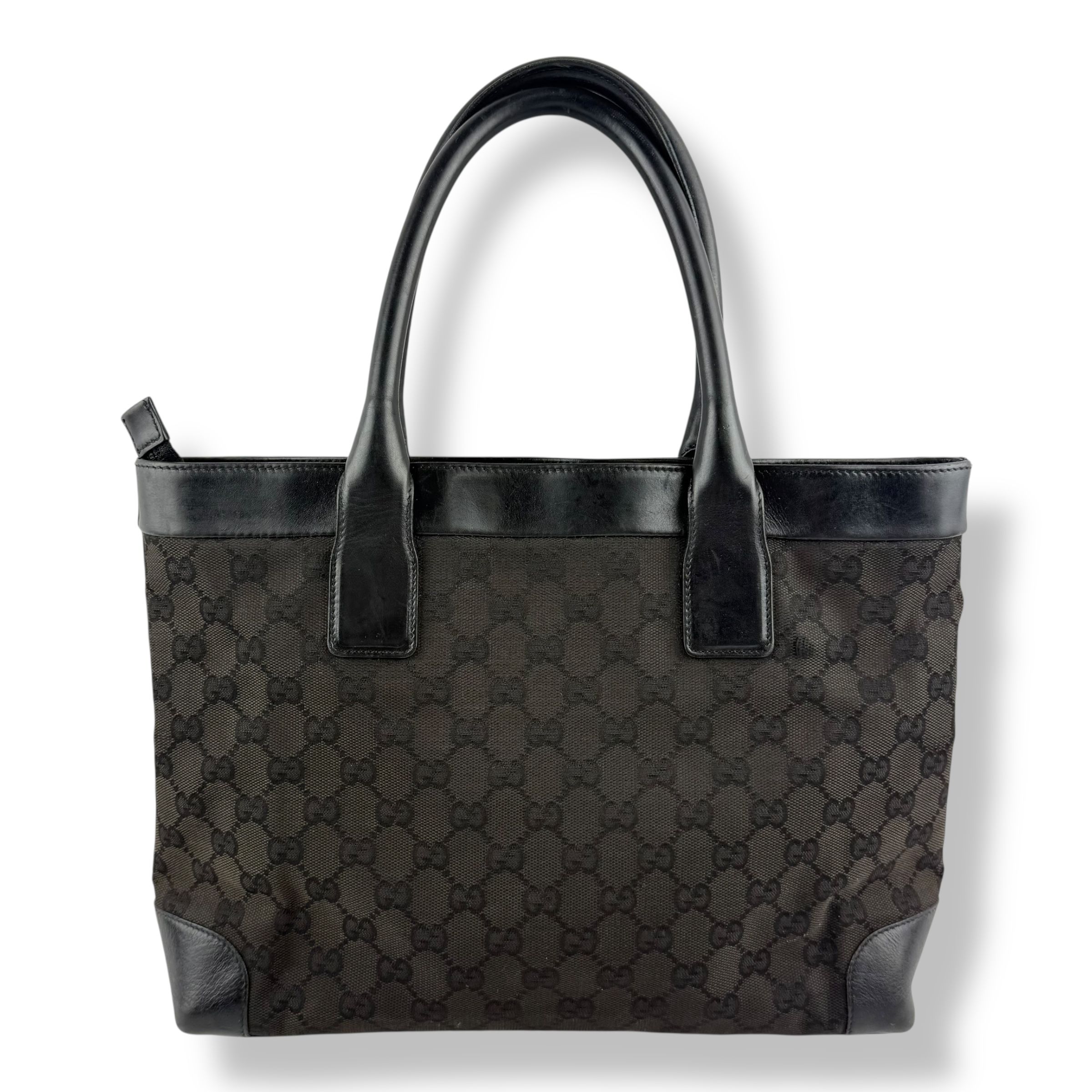 Gucci GG Black Monogram Top Handle Tote Bag