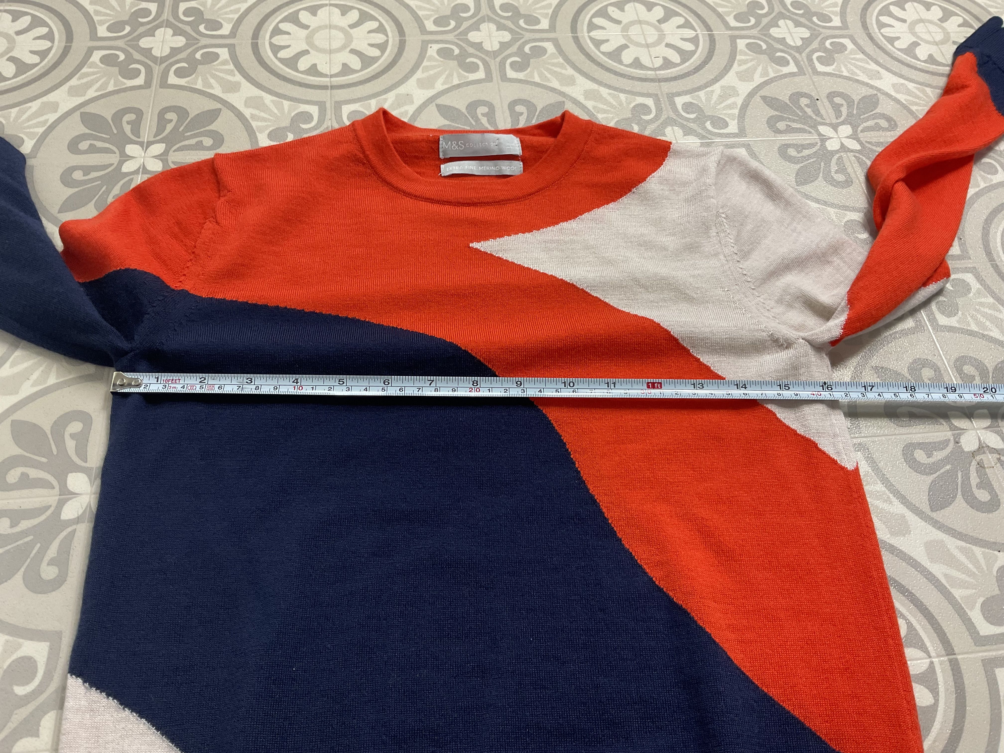 Maglione donna M&S multicolore color block lana merino maglia fine UK 6 - Foto 7 di 9