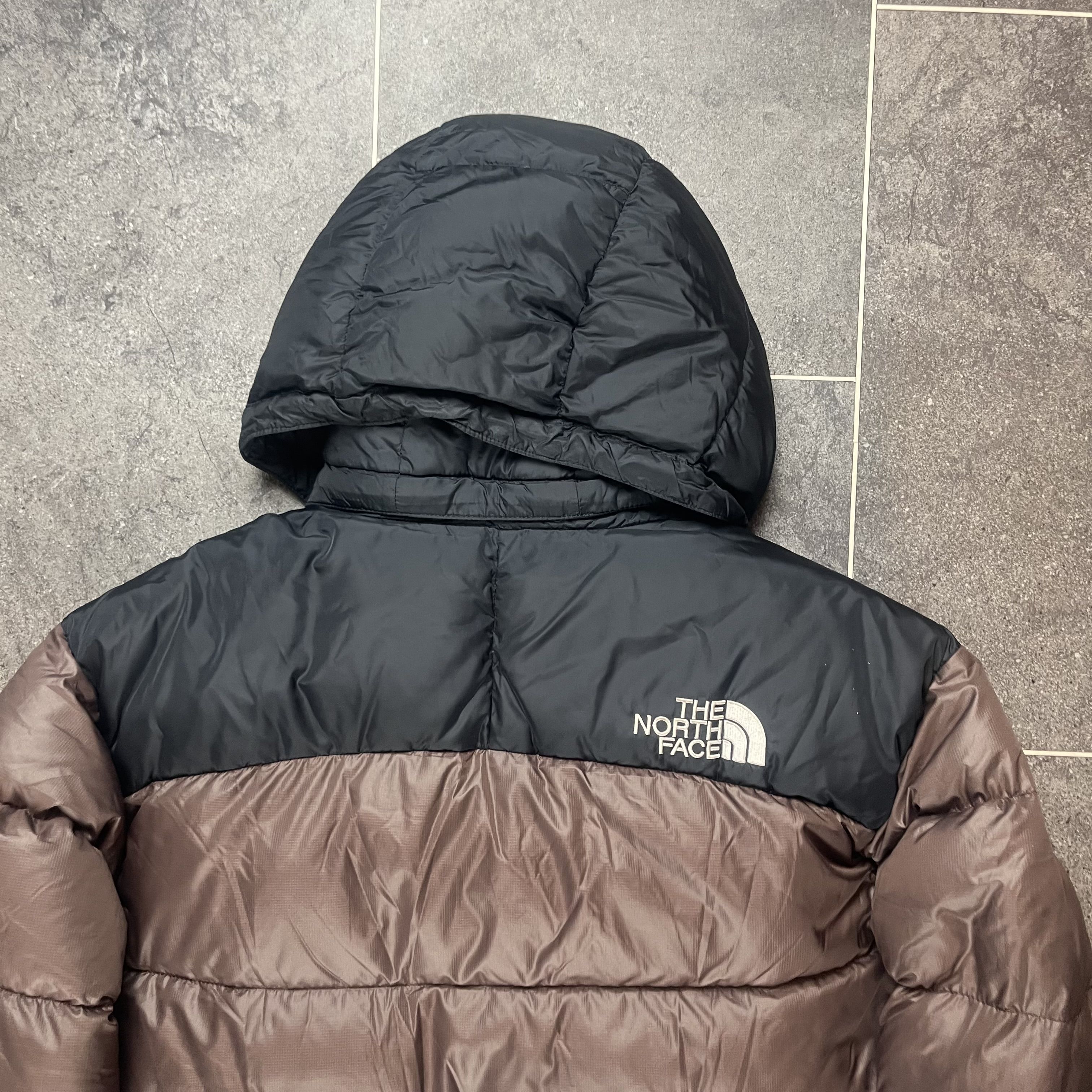 The North Face Nuptse Puffer Coat Jacket 700 Brown Mens Hooded Size