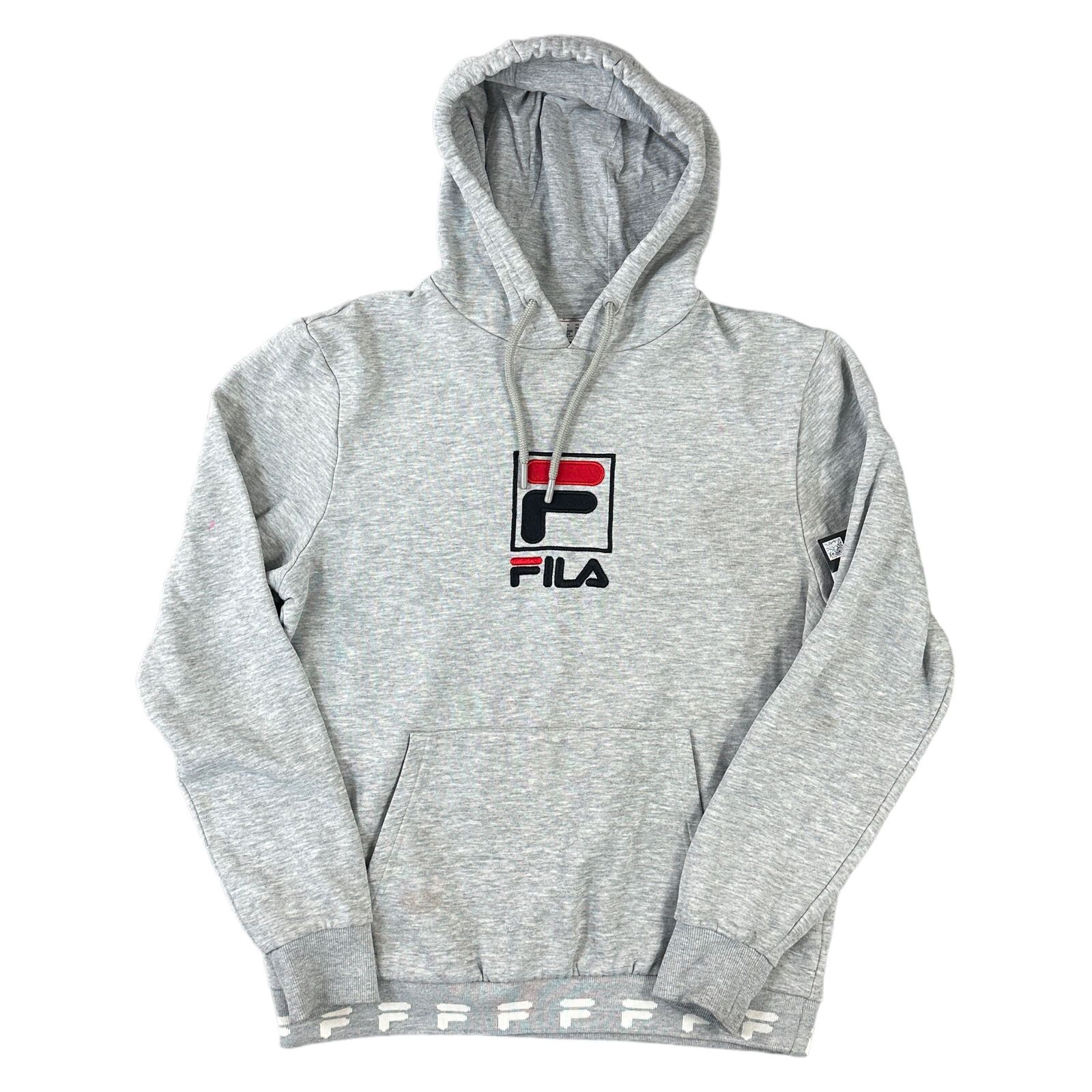 Fila Felpa con Cappuccio Spell Out Pullover Regolare Y2K Grigio Felpa Uomo Small