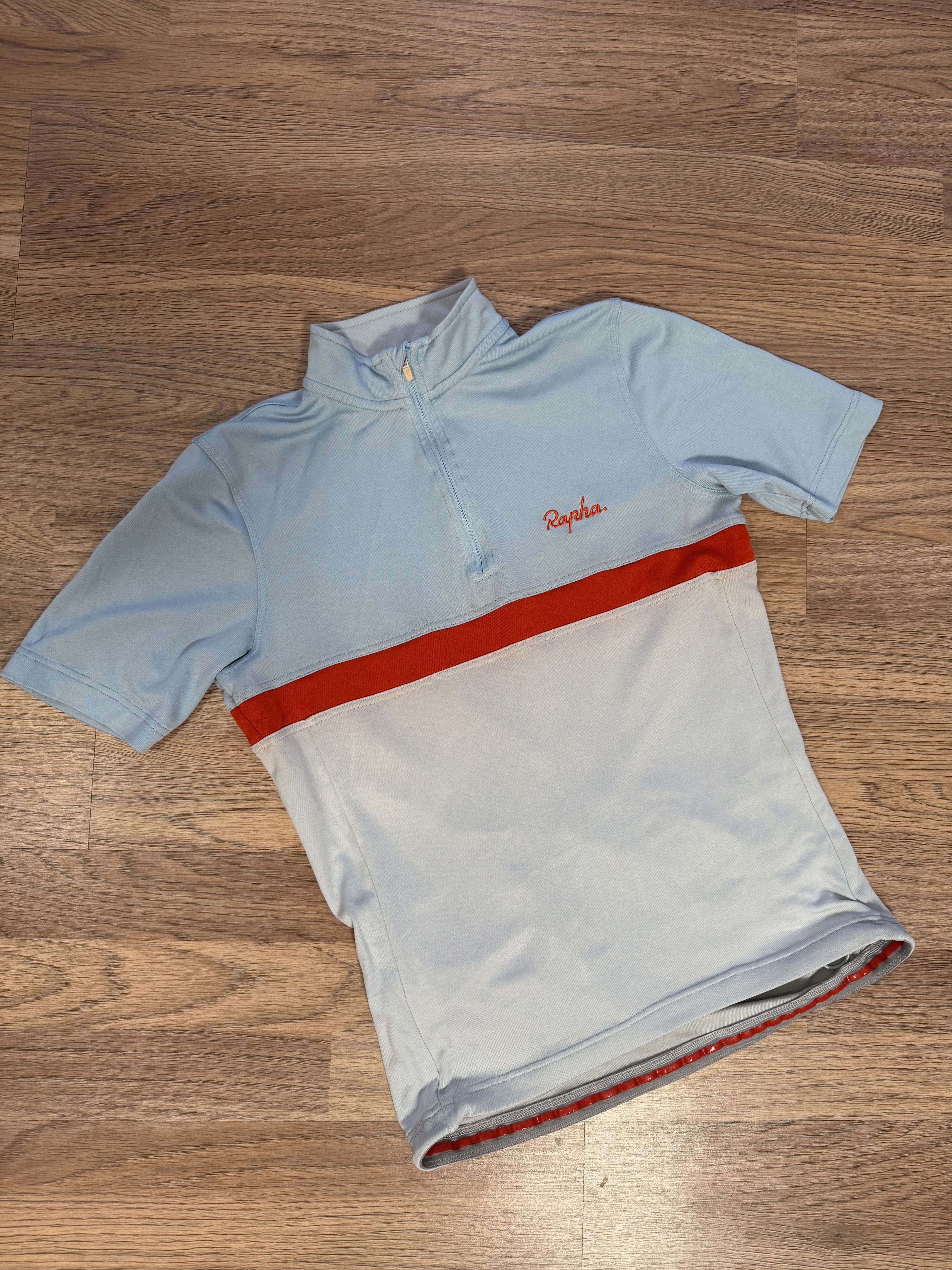 Blue & off White Rapha Mens Classic Club Cycling Jersey Medium