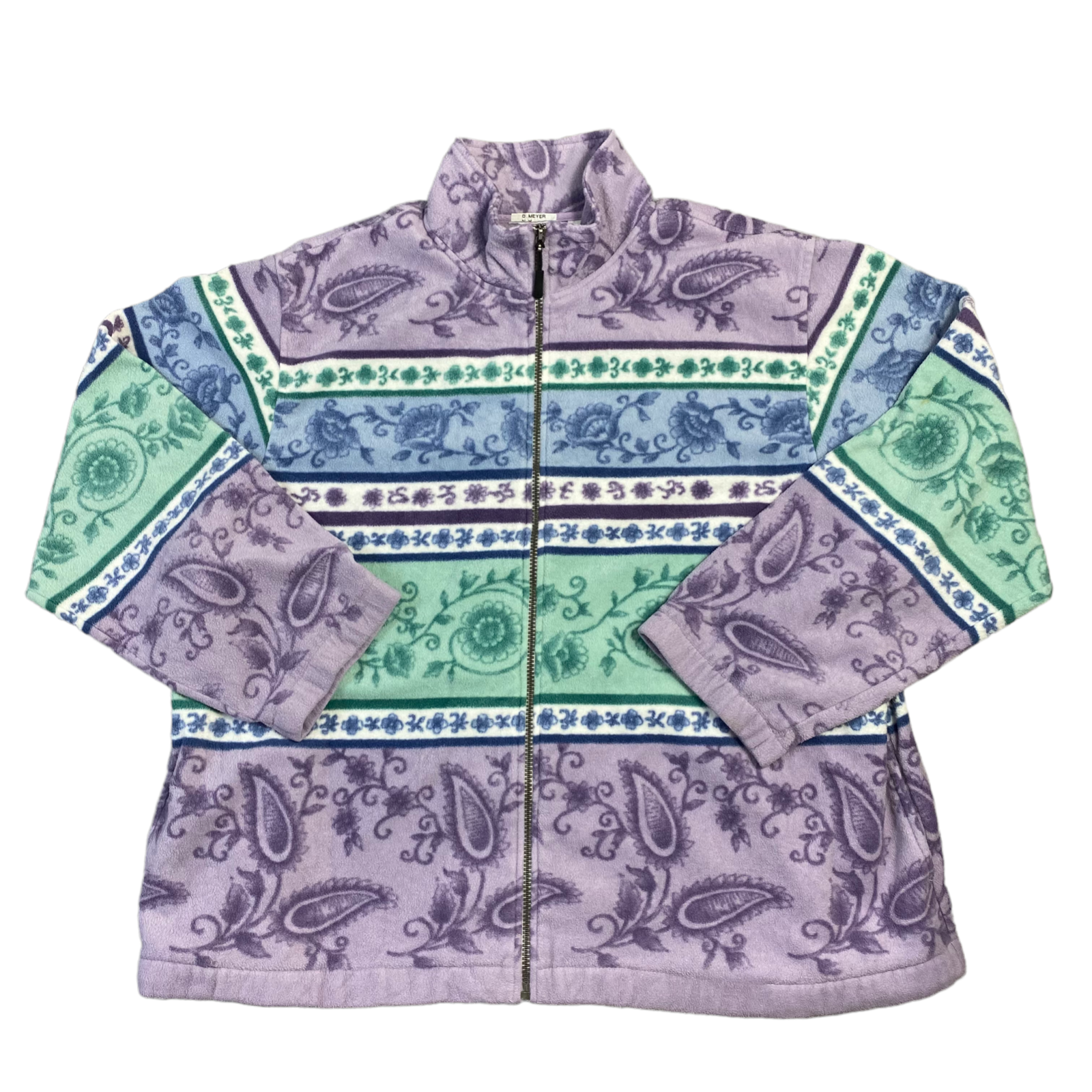 Vintage Crazy Abstract Lila Fleecejacke Lila Polar Damen XL