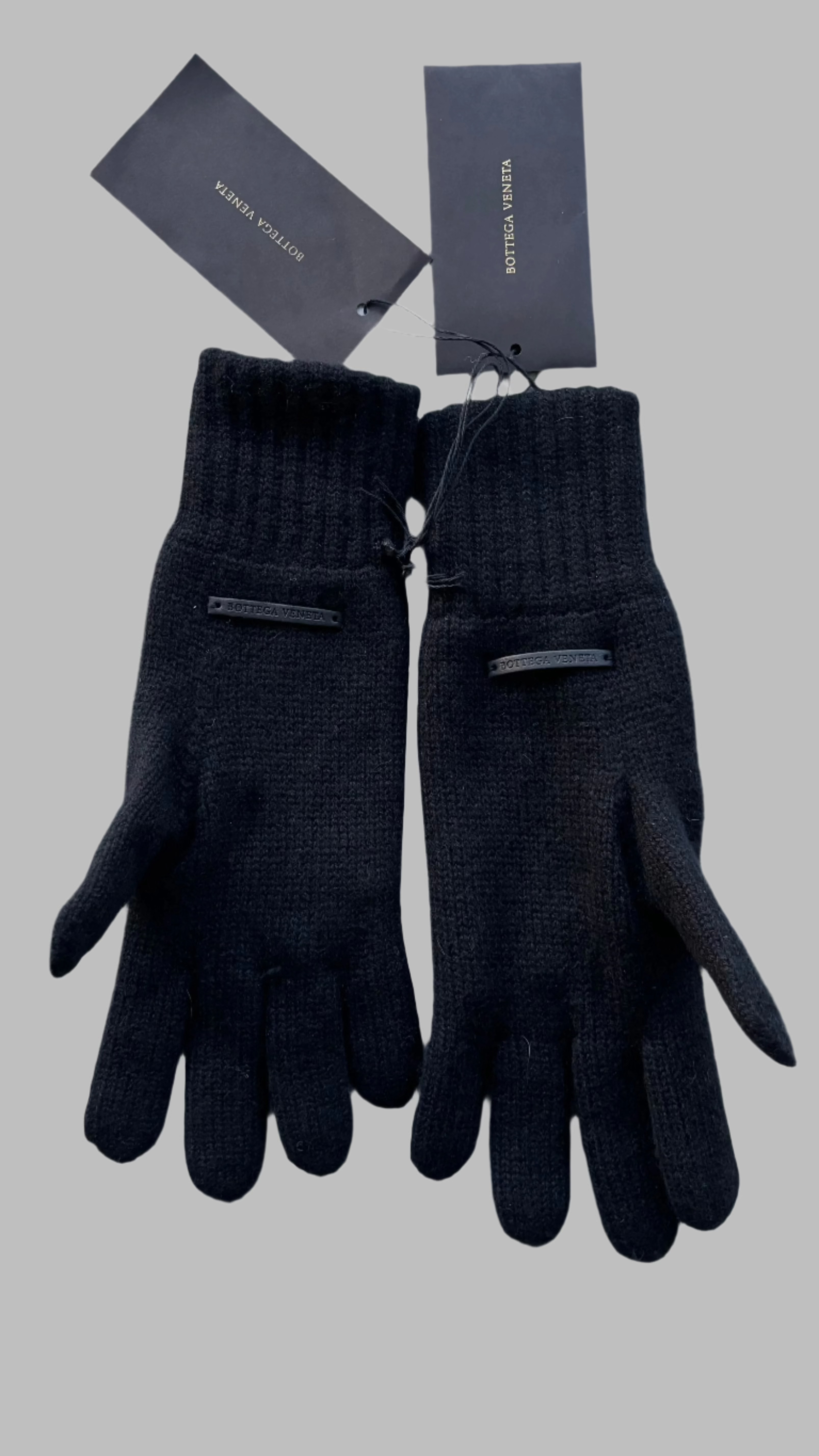 Gants noirs en peau de mouton et cachemire Bottega Veneta neufs avec étiquettes