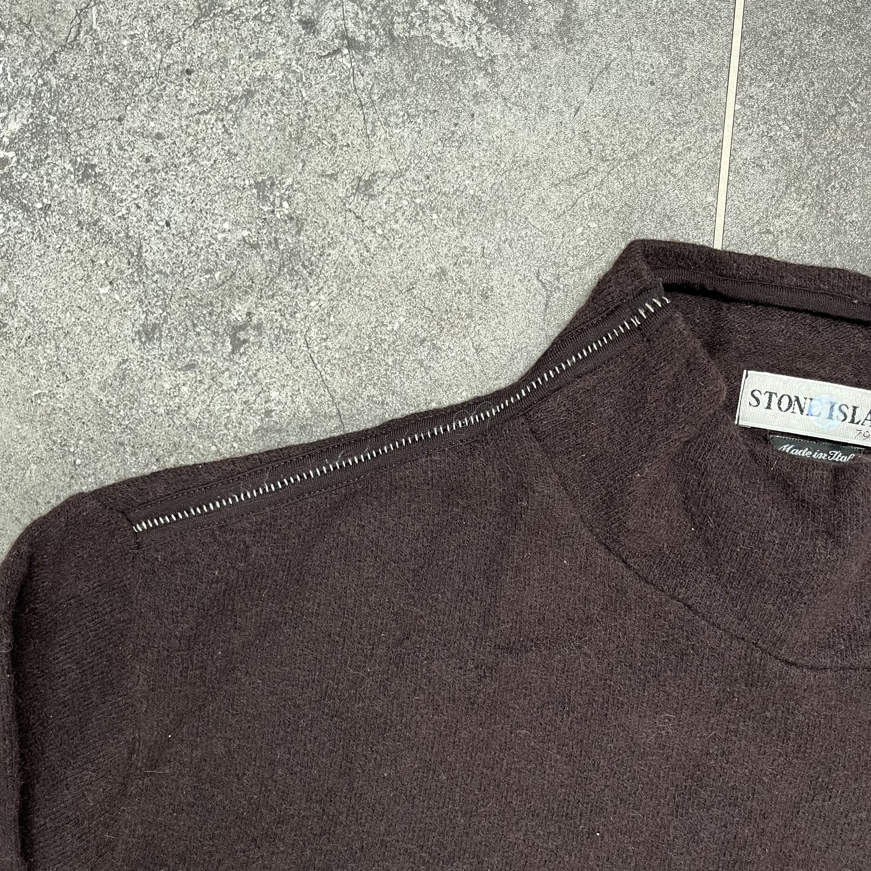 Stone Island Mock Neck Strickpullover Sweatshirt Pullover braun y2k AW 2002 - XL - Bild 7 von 11